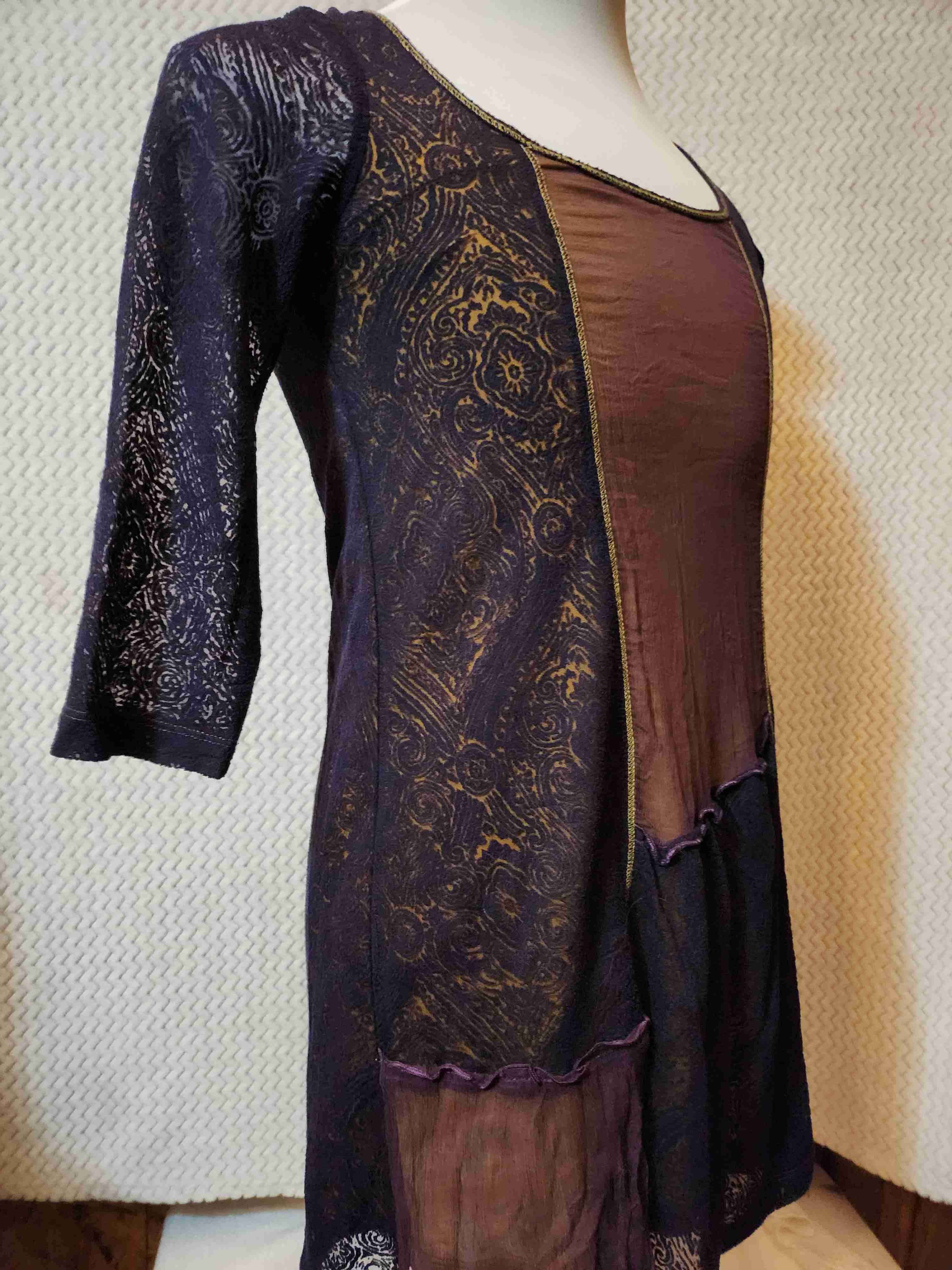 Vestido corto encaje bicolor - miniatura 3