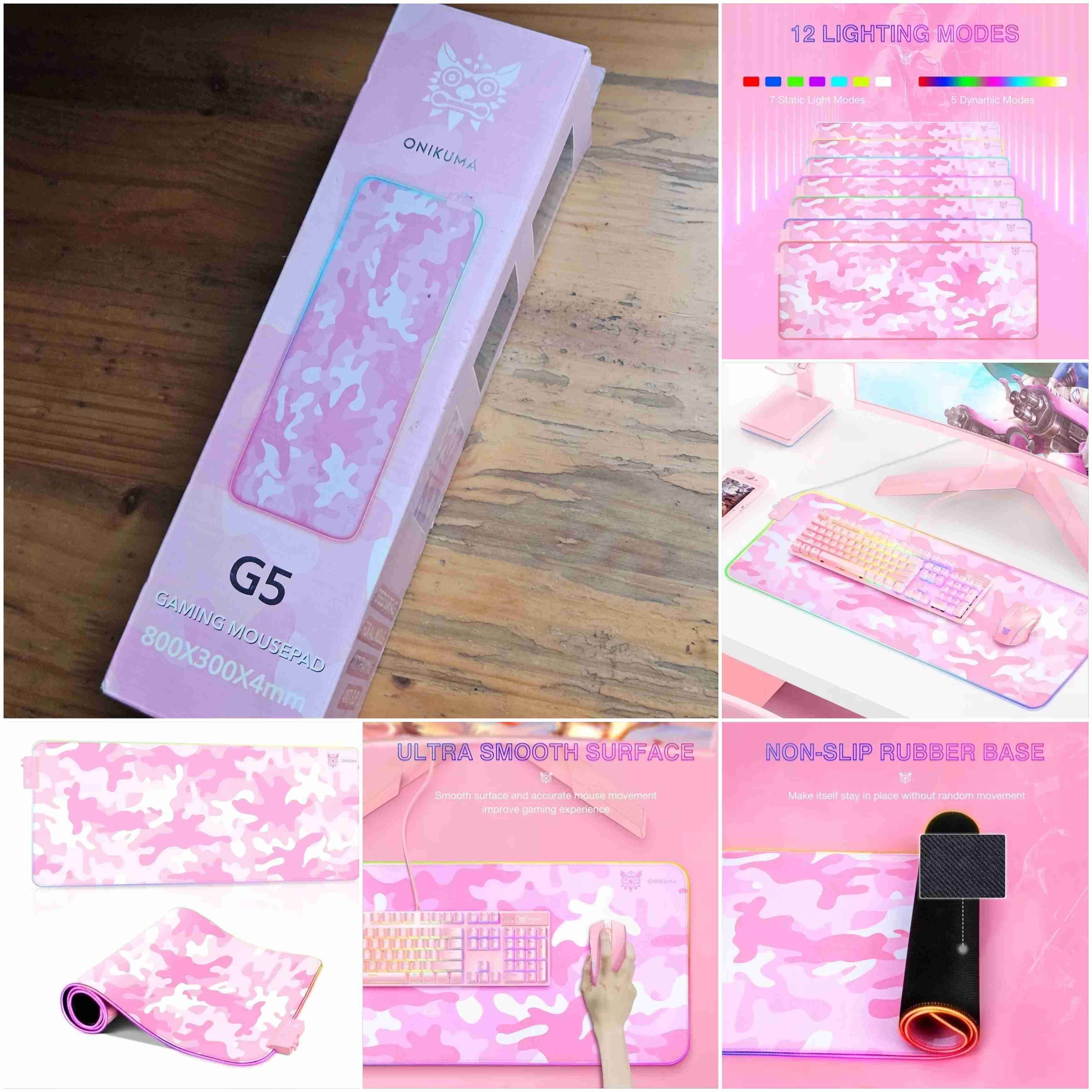 Mousepad gaming rosa Onikuma G5 - miniatura 1