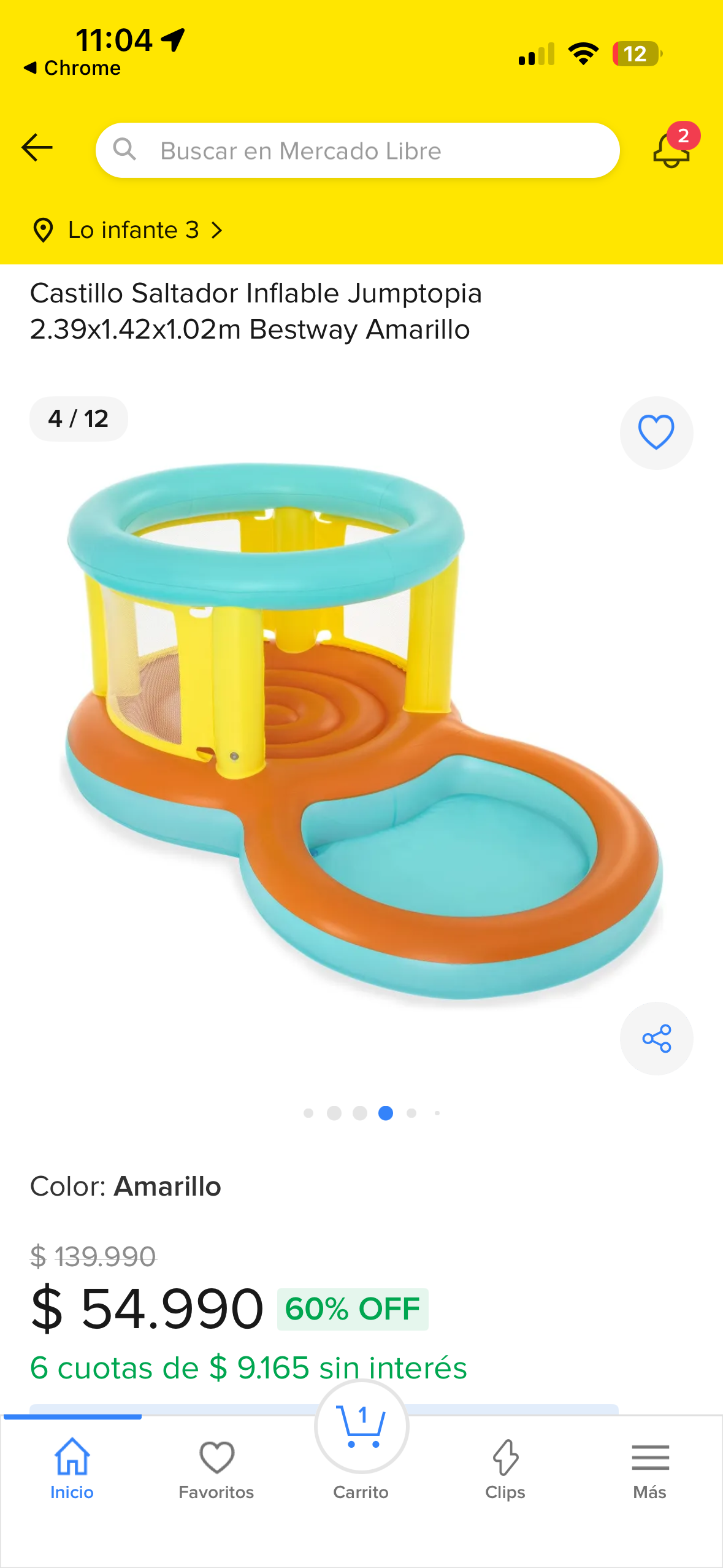 Castillo saltador inflable amarillo