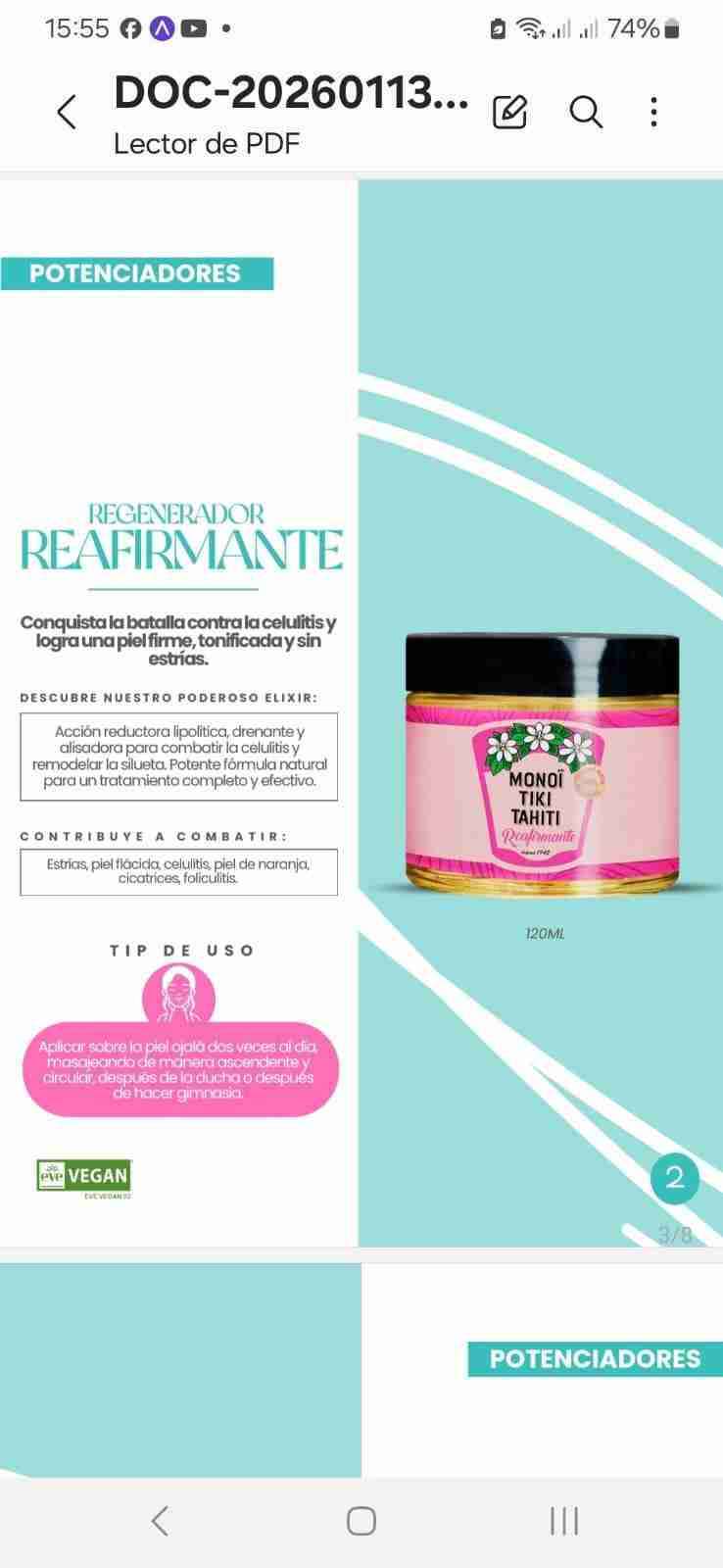 Aceite Monoi Tiki Tahiti REAFIRMANTE ANTICELULITIS - miniatura 3