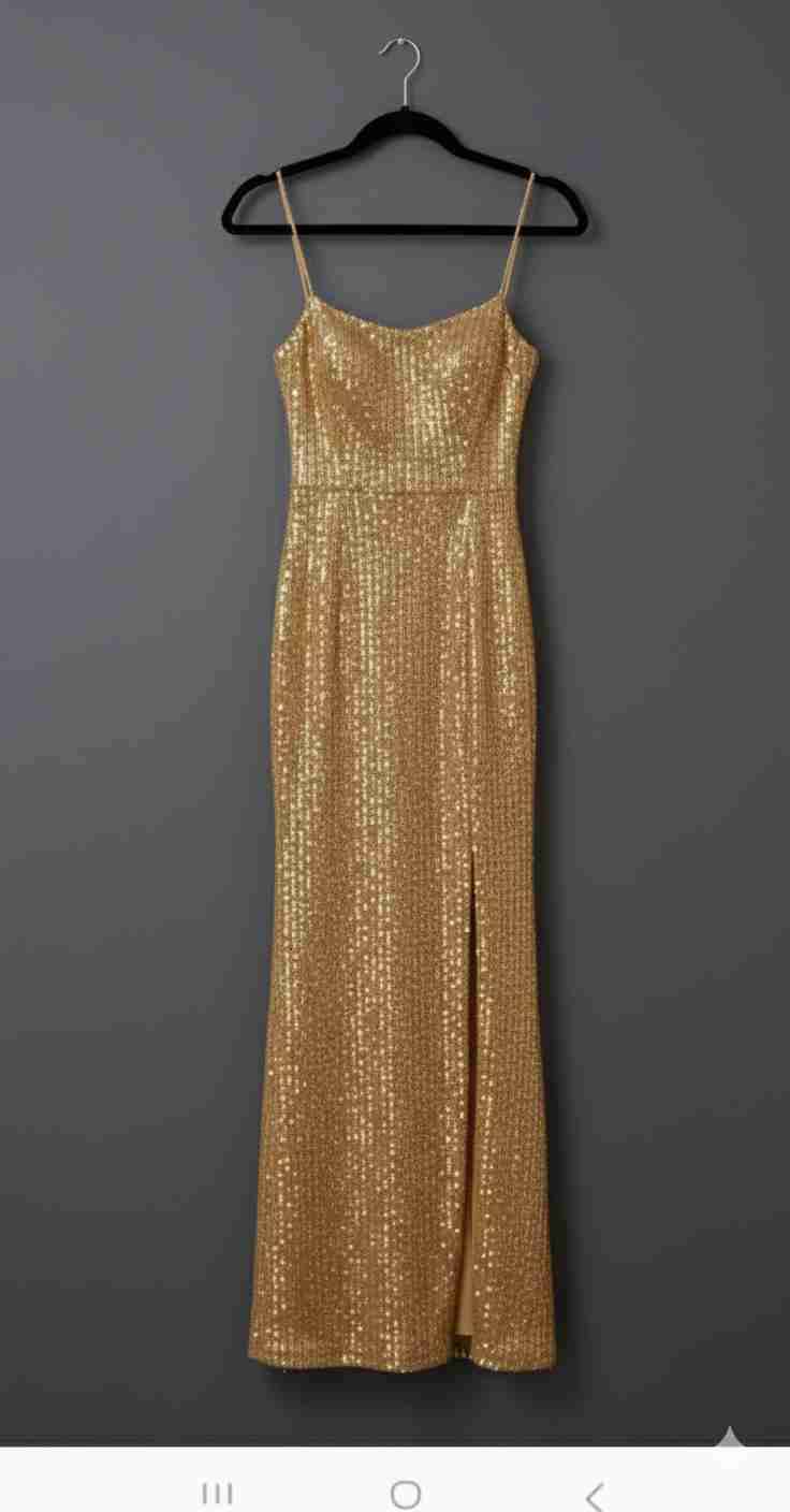 Vestido largo dorado elegante - miniatura 2