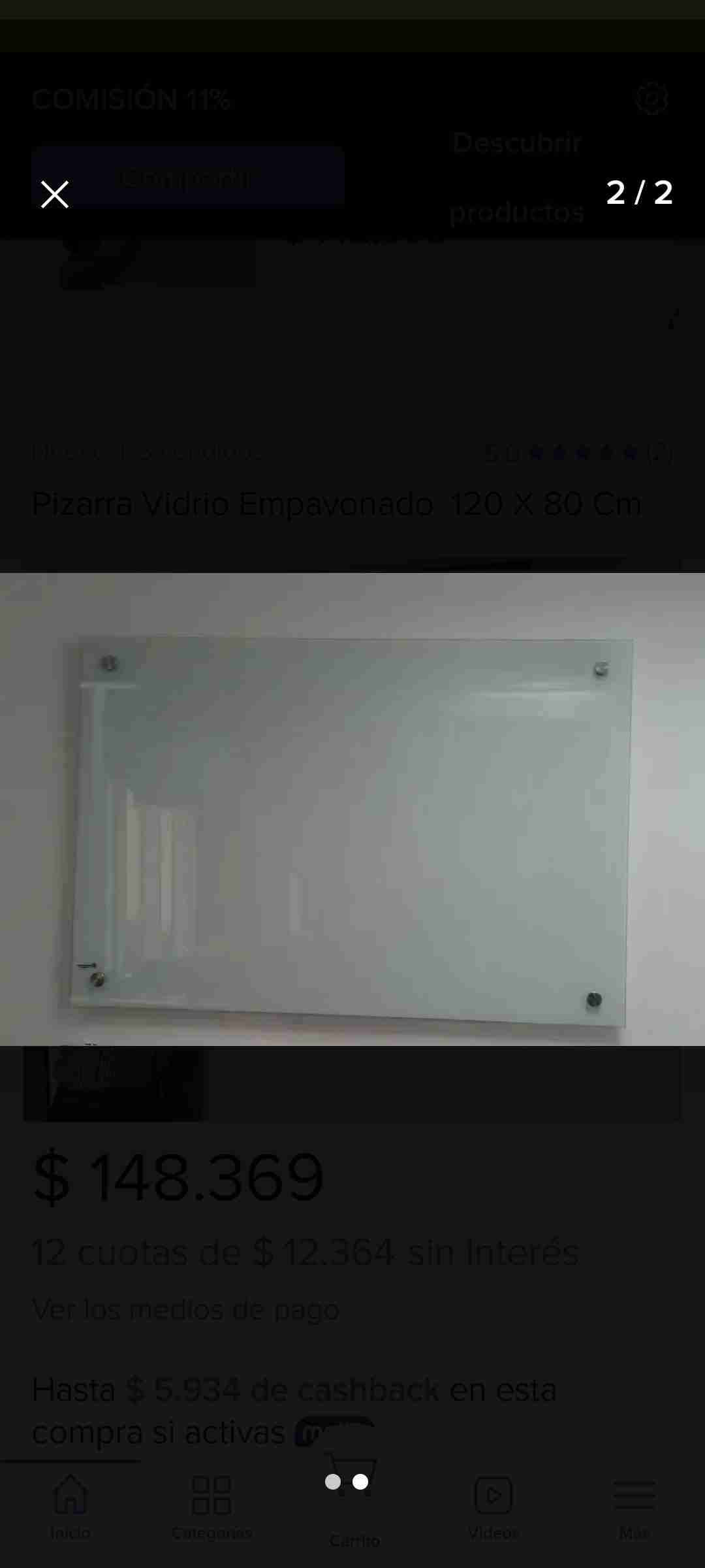 Cubierta mesa o pizarra de  de vidrio 120x80 cm - miniatura 1