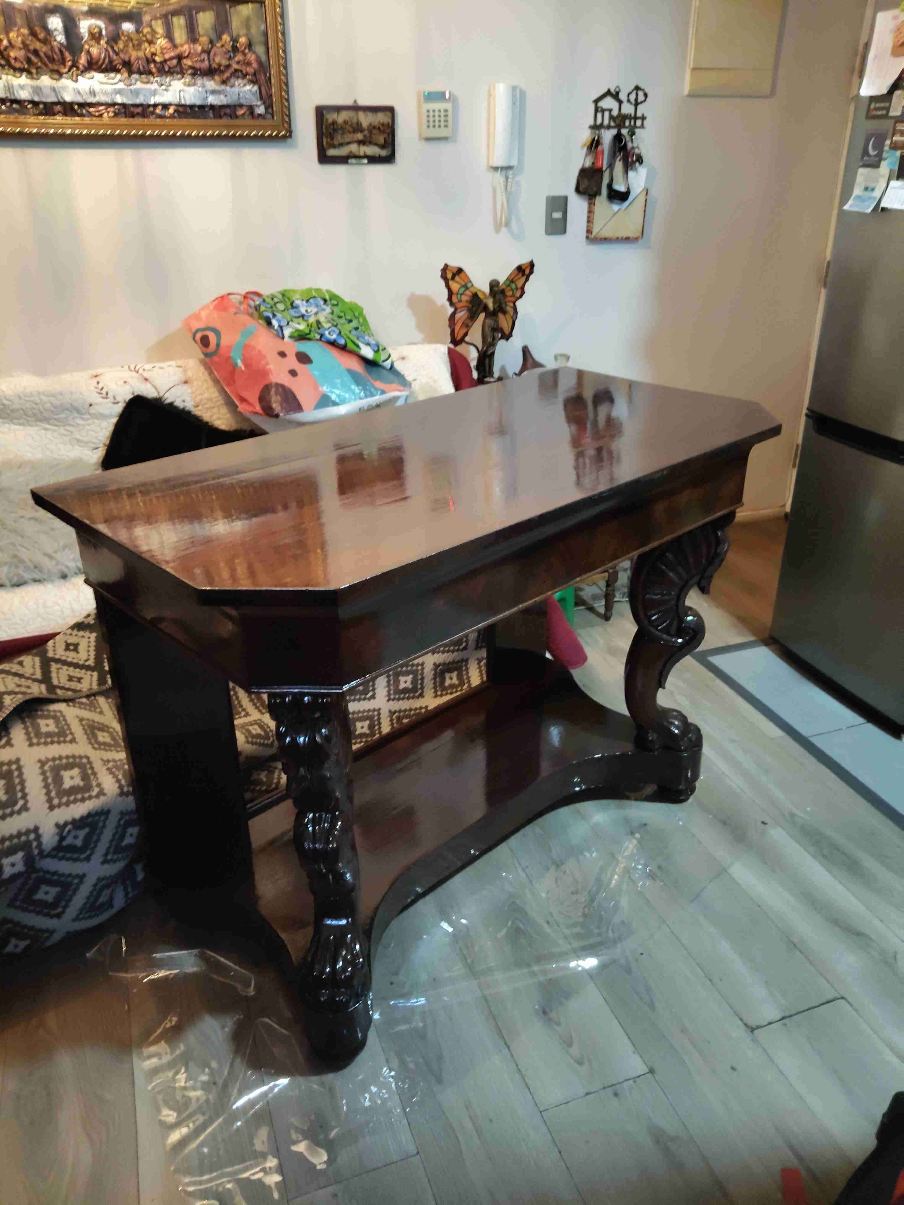 Mesa de madera oscura clásica, caoba victoriana - miniatura 2