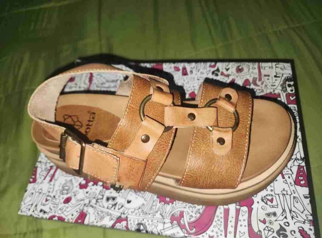 Sandalias planas cuero marrón - miniatura 1