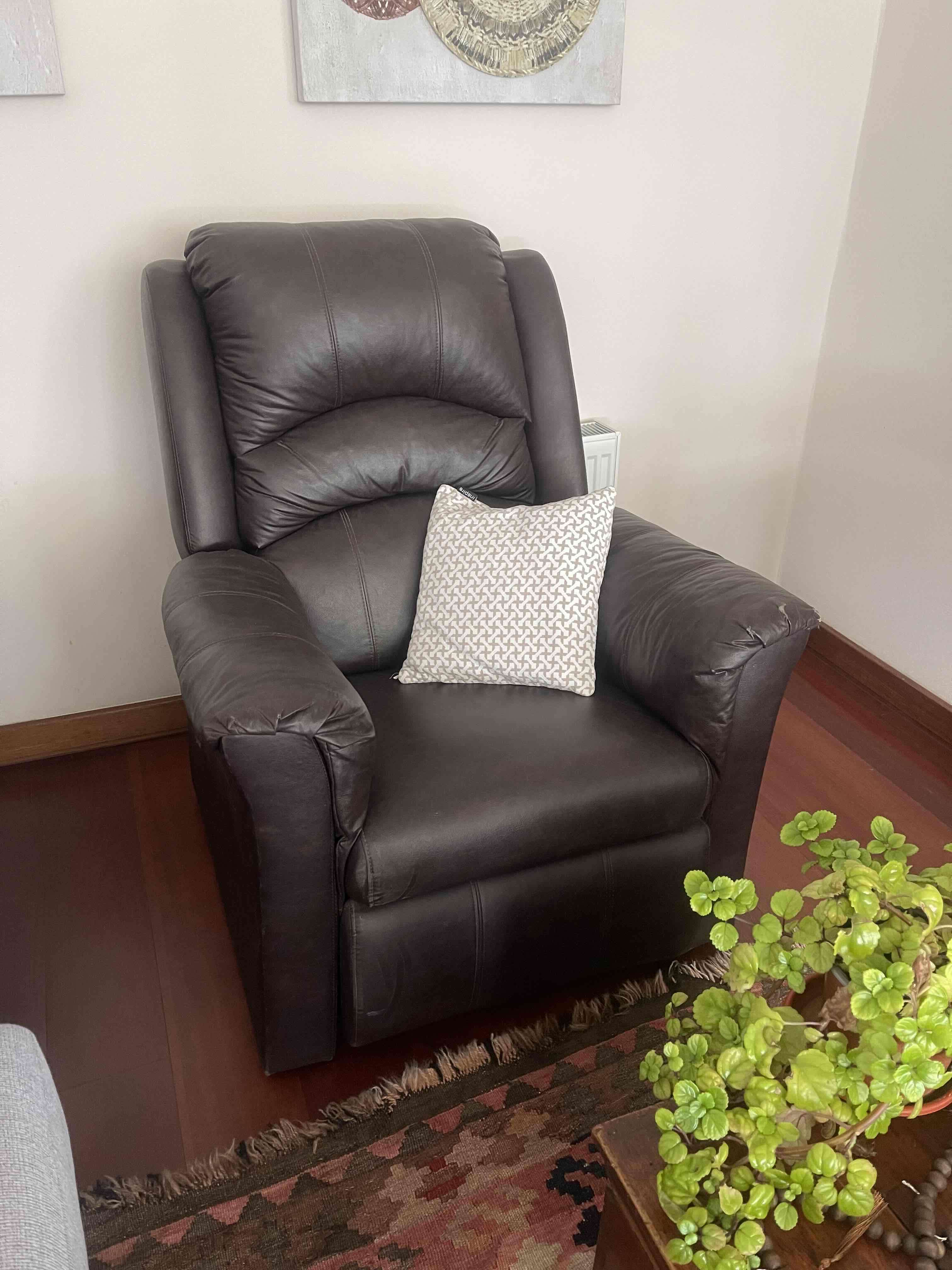 Sillón reclinable de cuero negro - miniatura 1