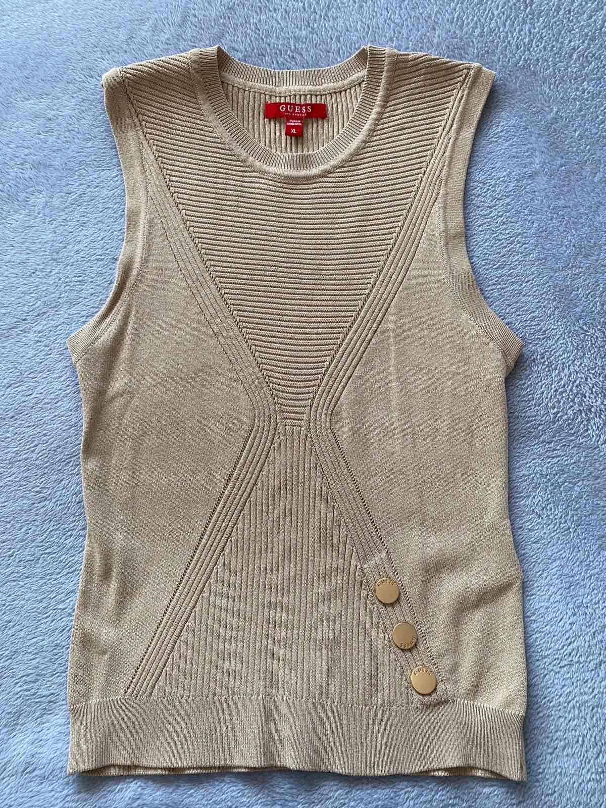 Polera sin mangas Guess beige - miniatura 1