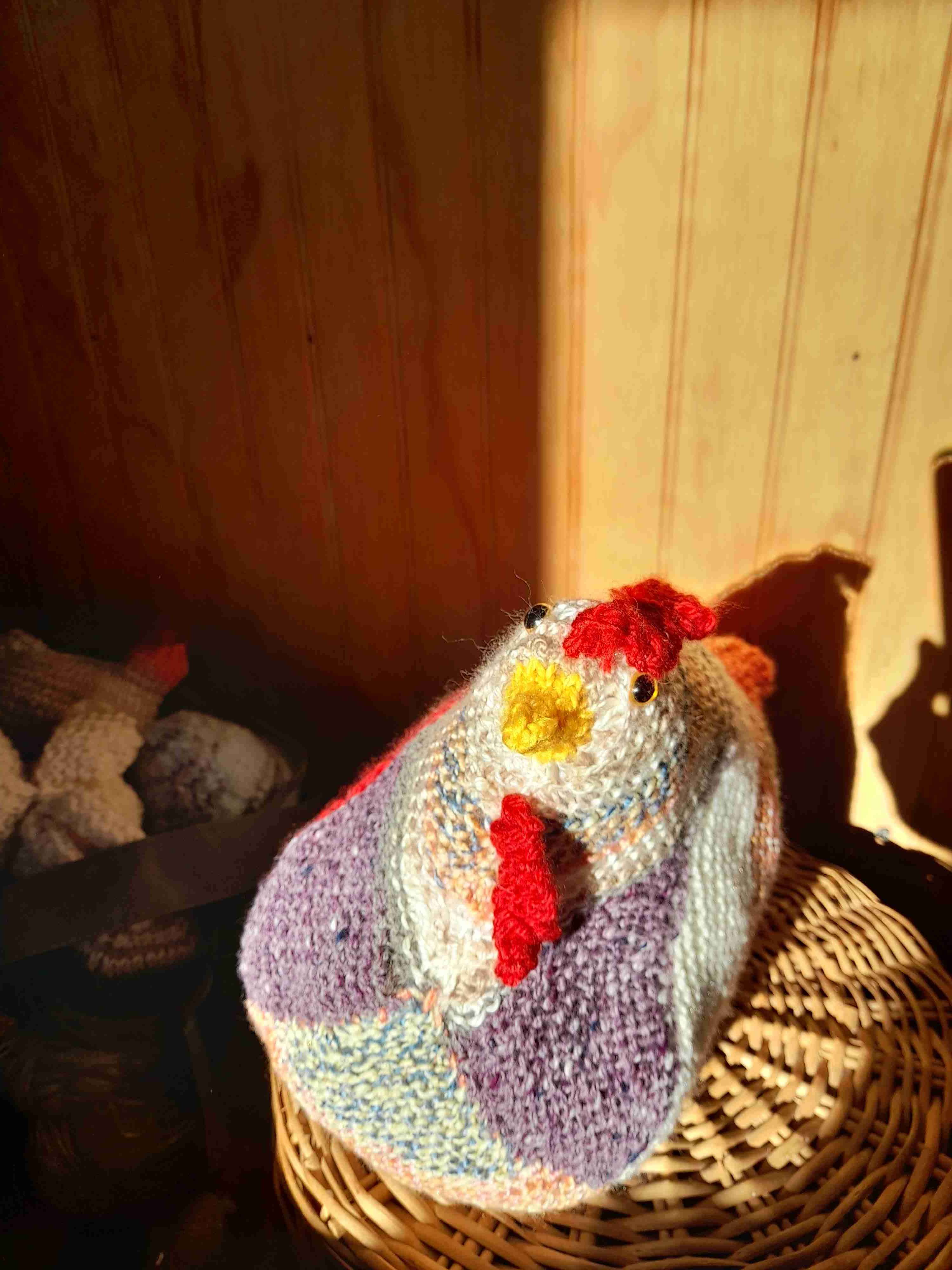 gallina tejida a palillos, de apoyo emocional. - miniatura 1