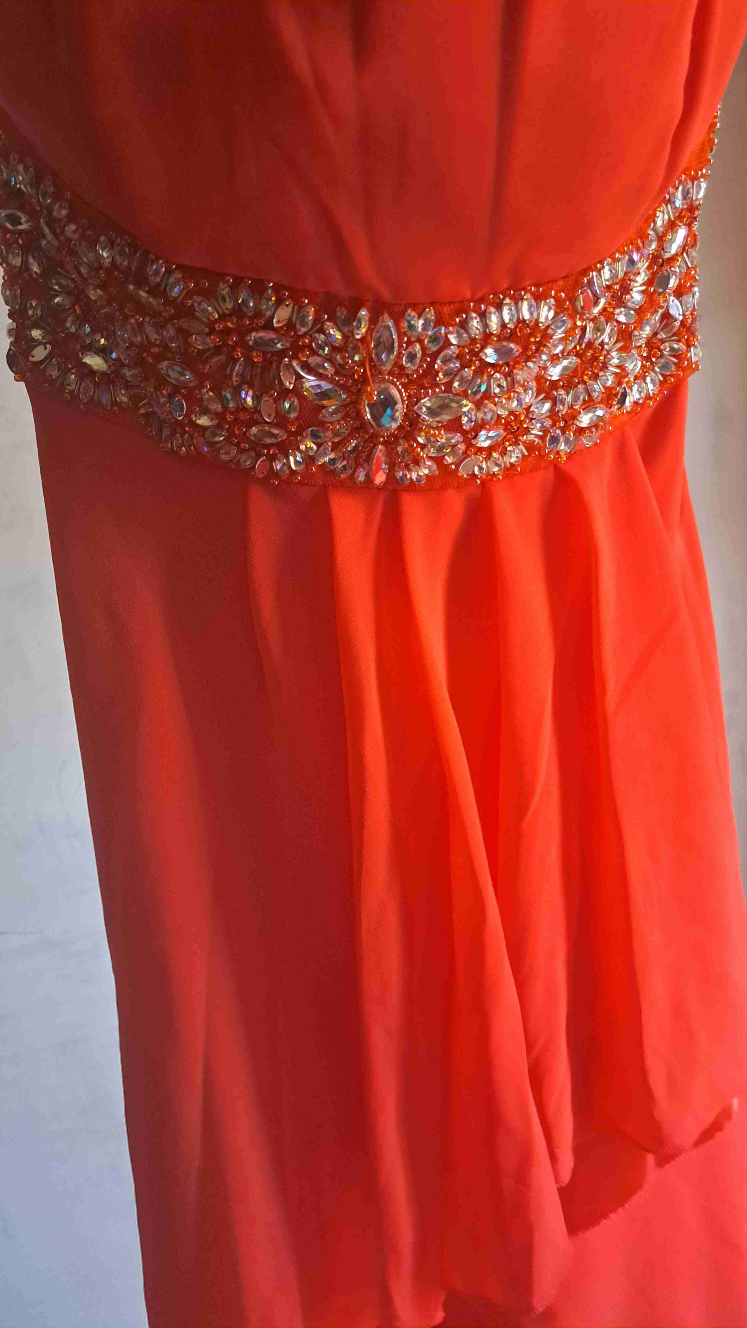Vestido de fiesta naranja con brillo - miniatura 2