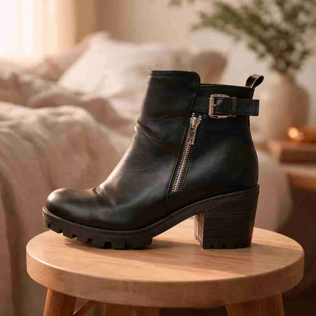 Botines de cuero negro - miniatura 1