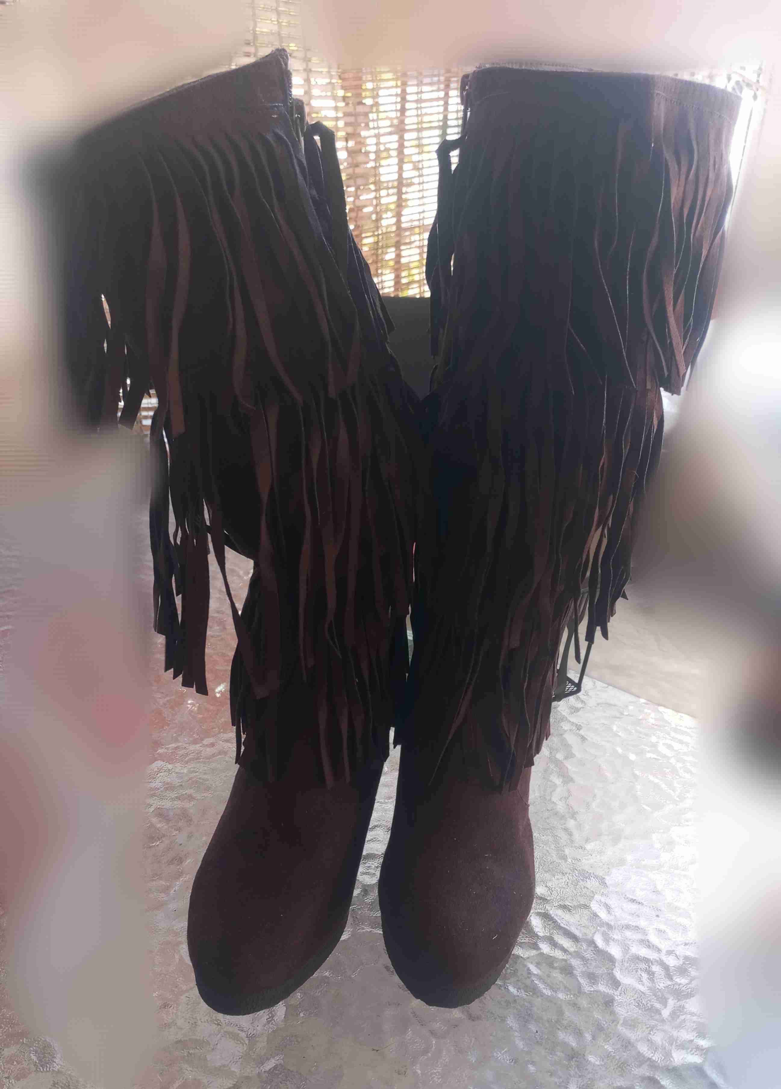 Botas café con flecos - miniatura 1