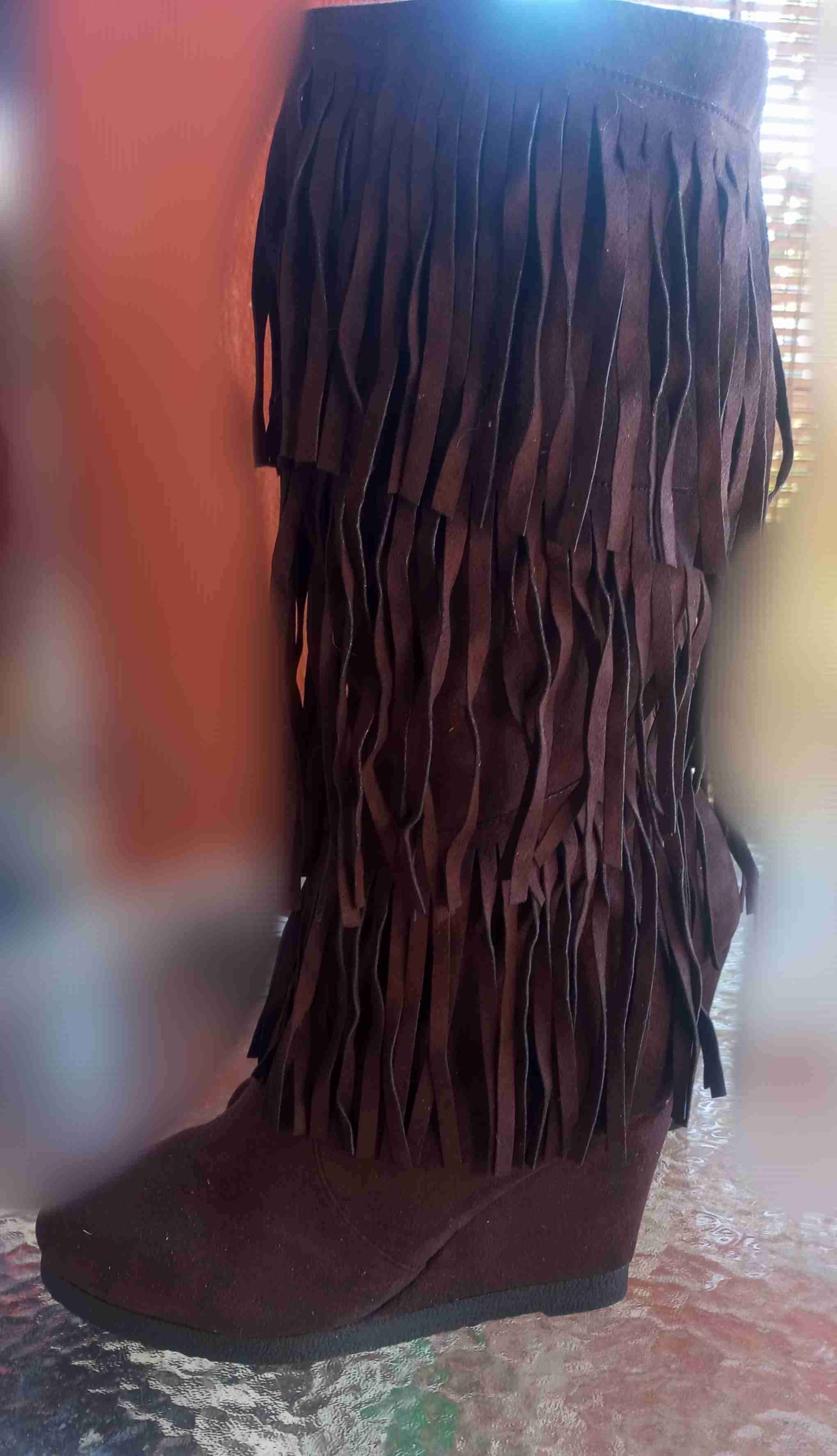 Botas café con flecos - miniatura 2