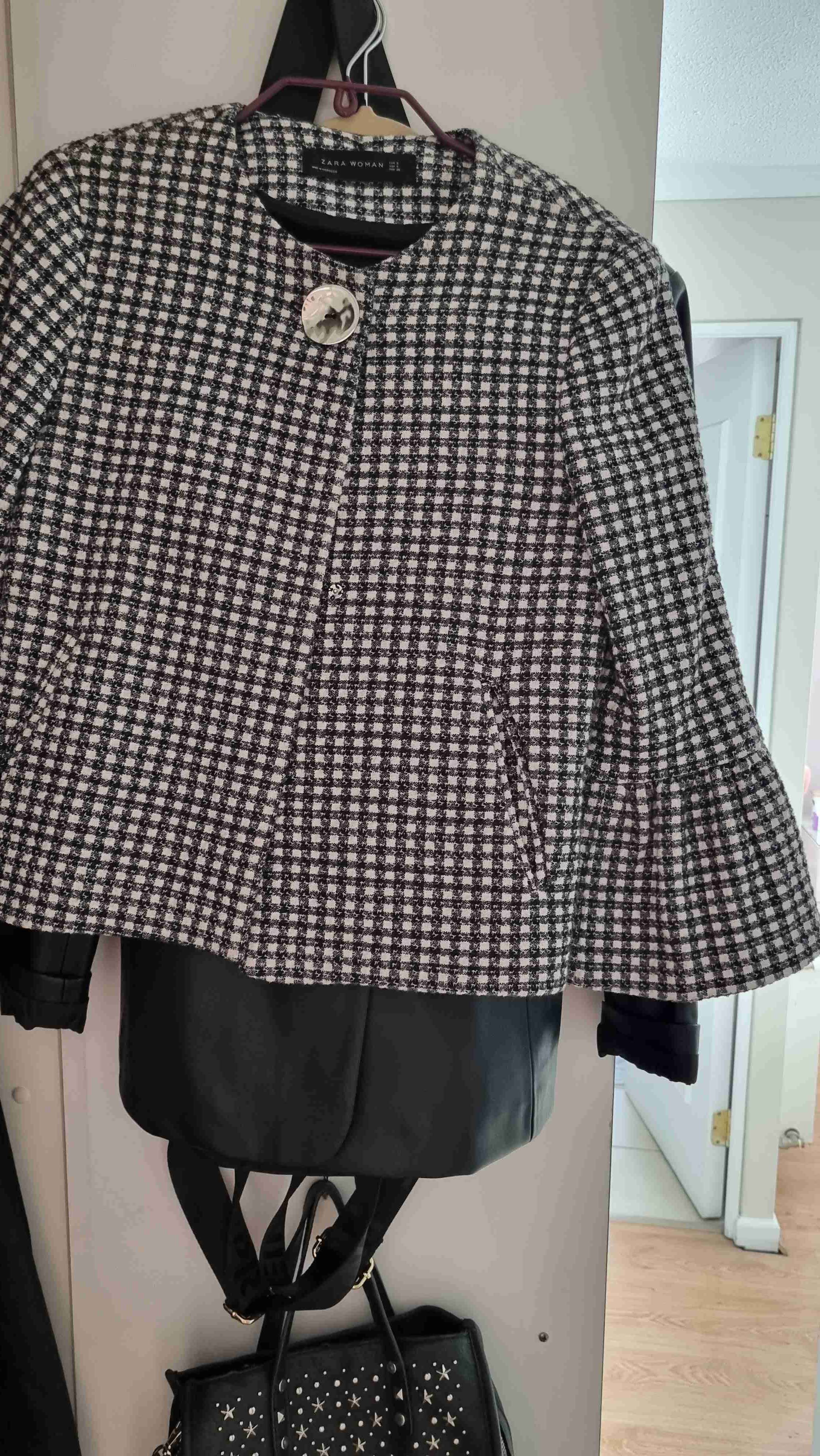 Chaqueta de lana cuadros Zara