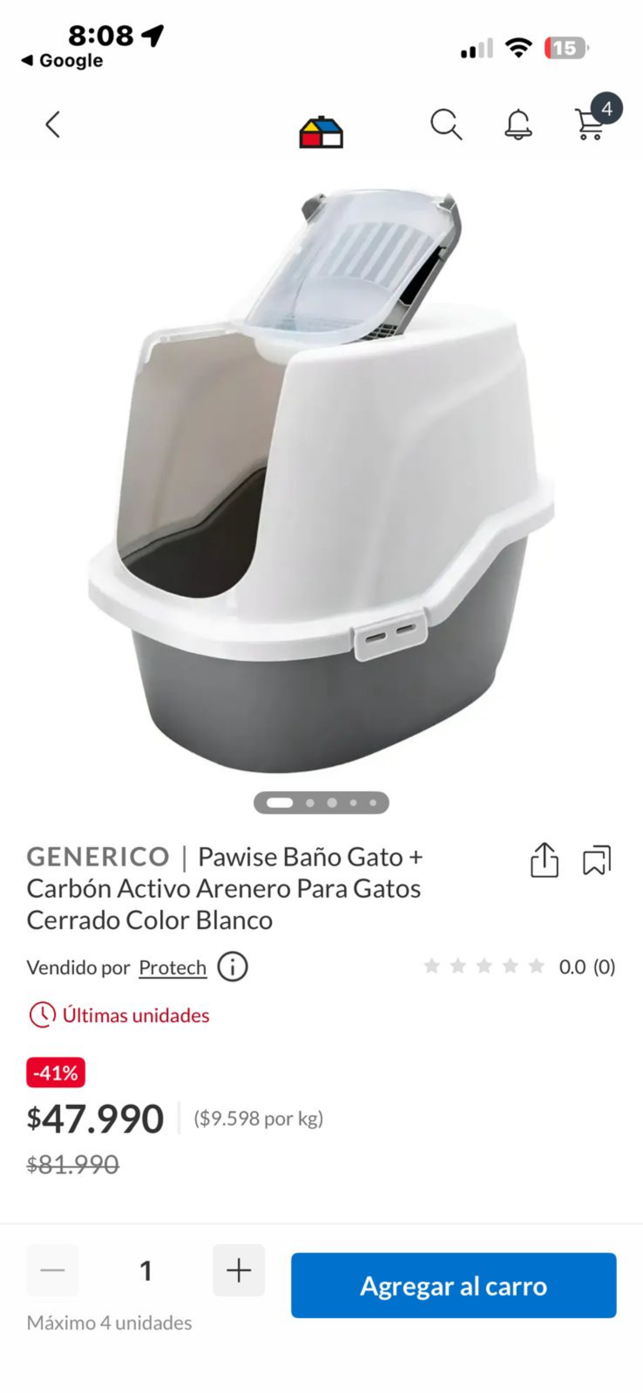 Arenero cerrado para gatos blanco