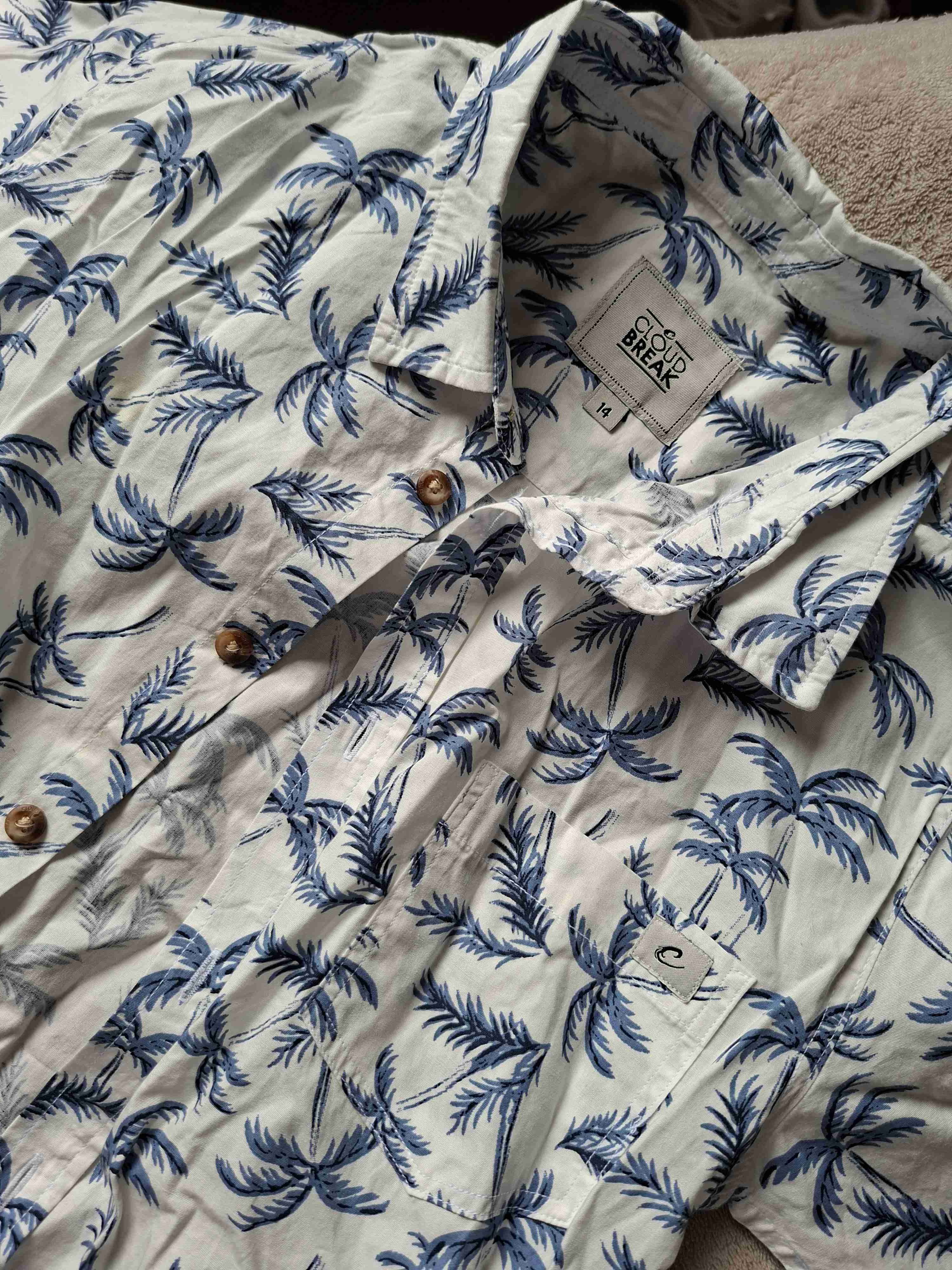 Camisa estampada hojas azul talla 14 - miniatura 2
