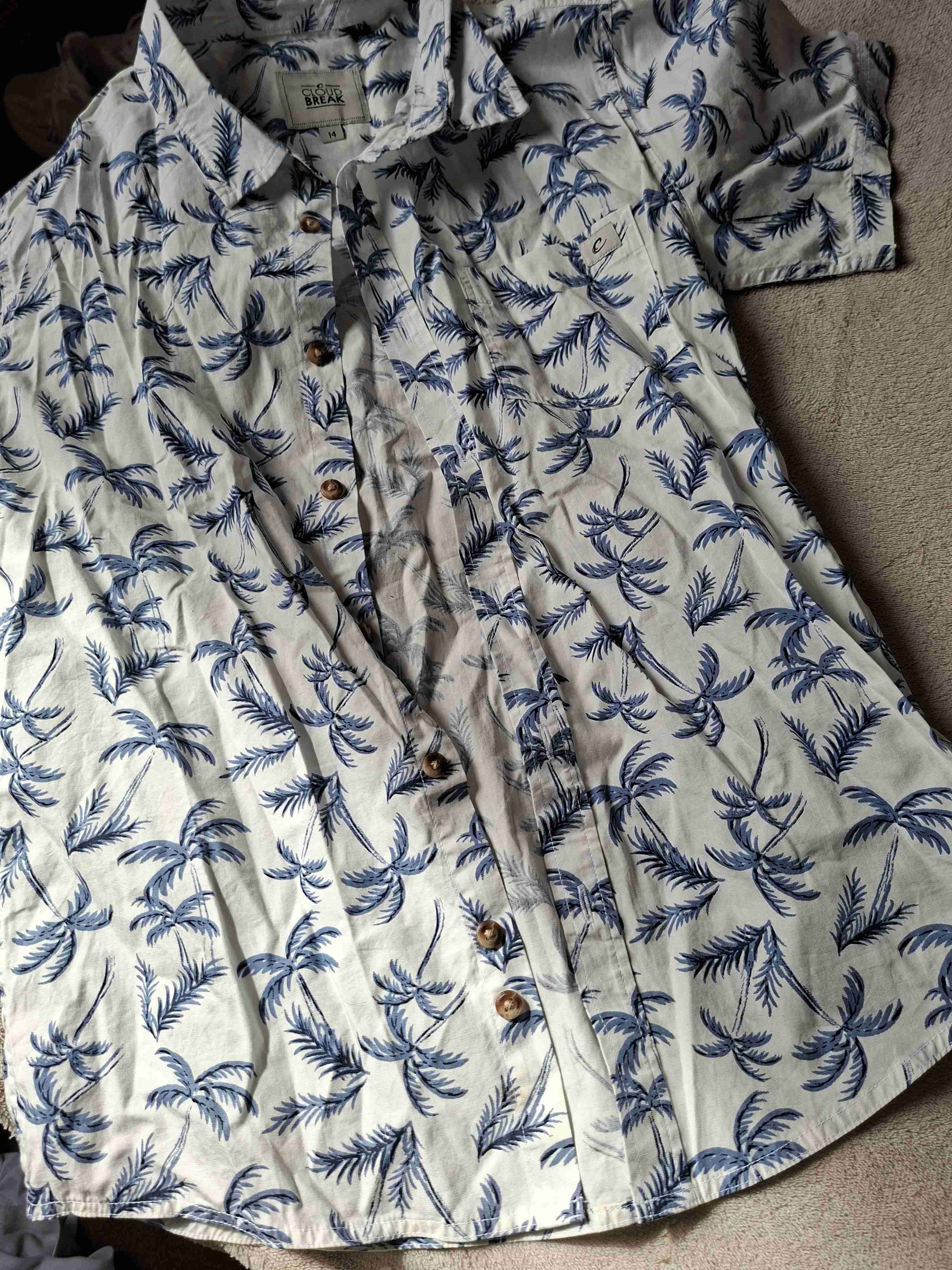 Camisa estampada hojas azul talla 14 - miniatura 3