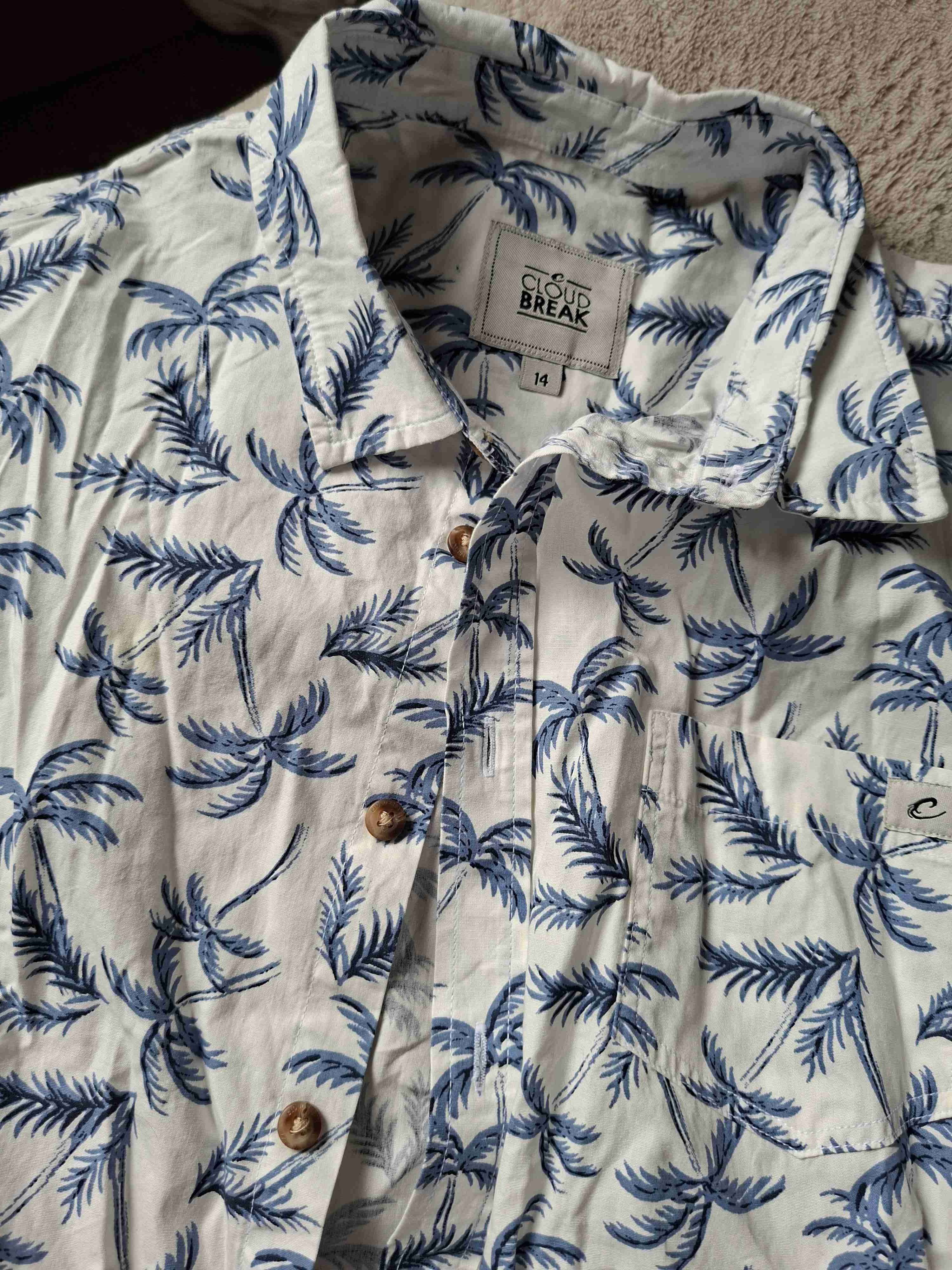 Camisa estampada hojas azul talla 14 - miniatura 4