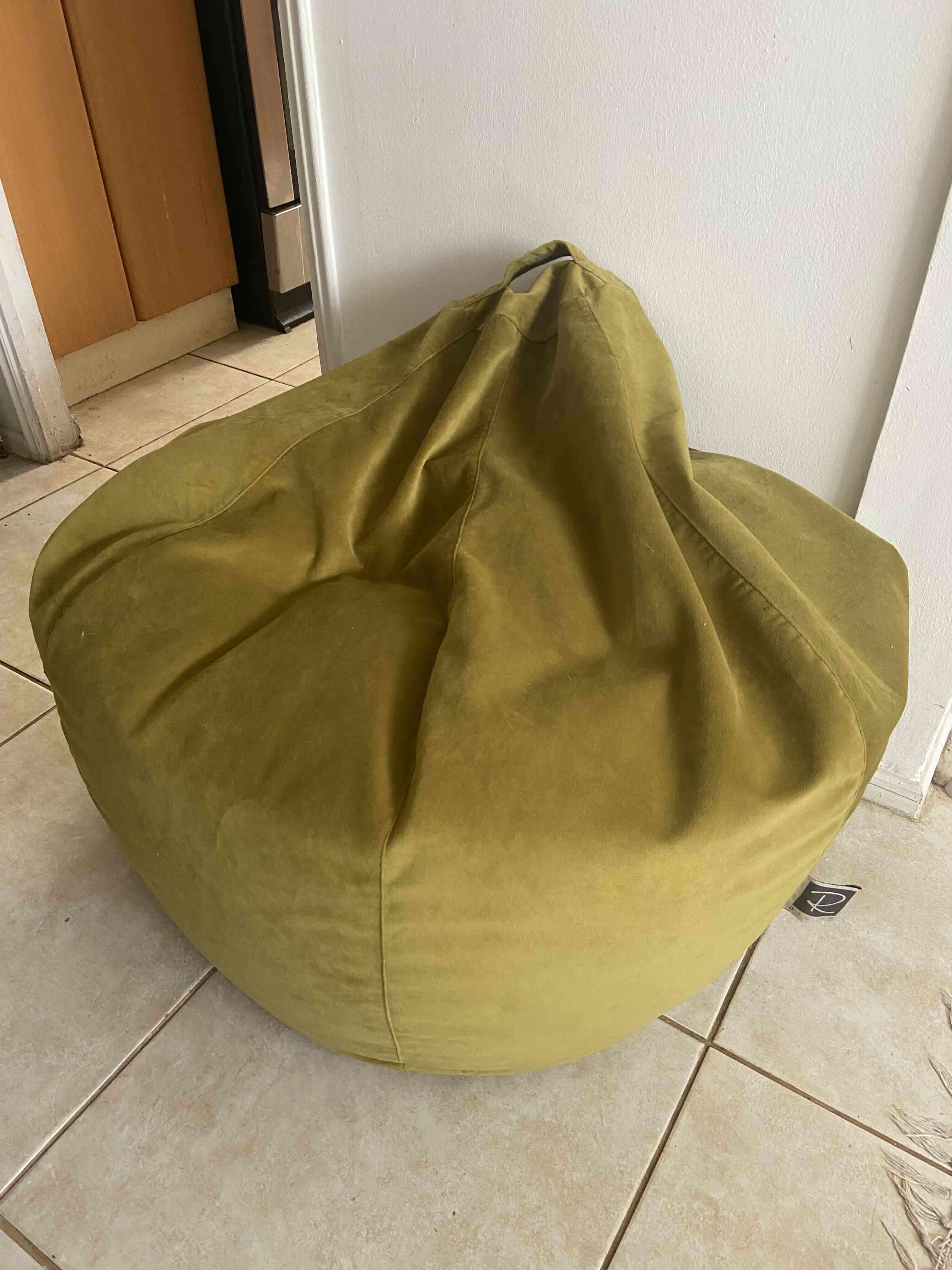 Pouf verde oliva cómodo - miniatura 1