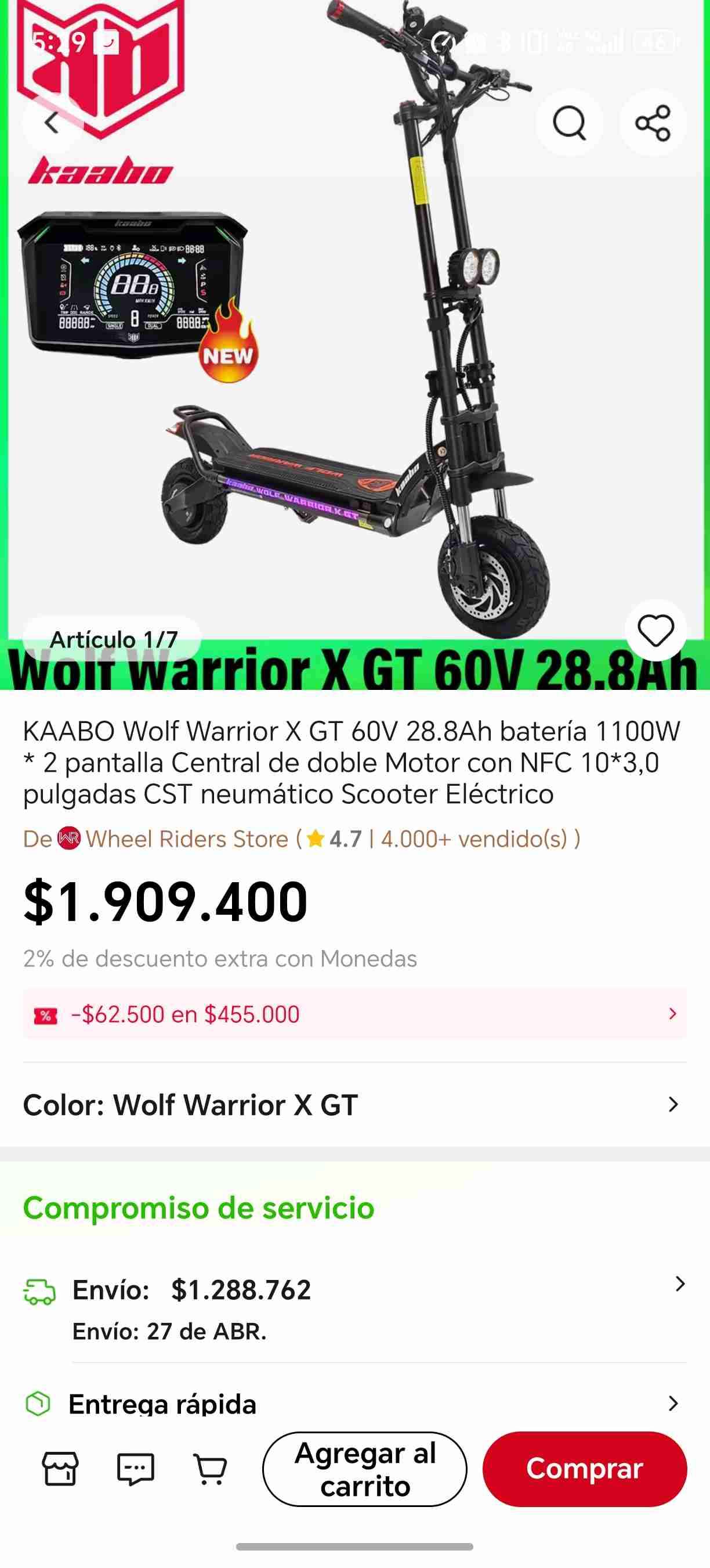 Scooter eléctrico KAABO Wolf Warrior X GT