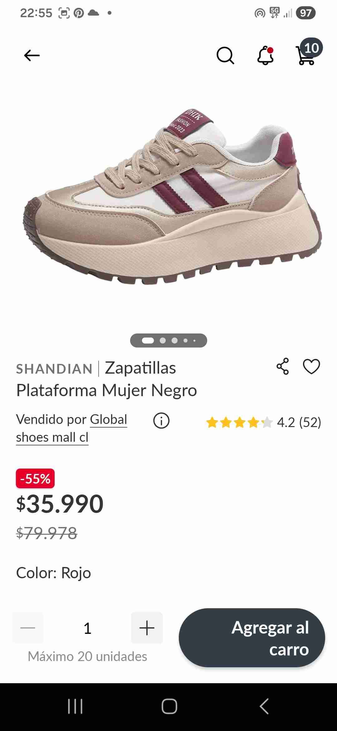 Zapatillas deportivas beige y burdeos - miniatura 6