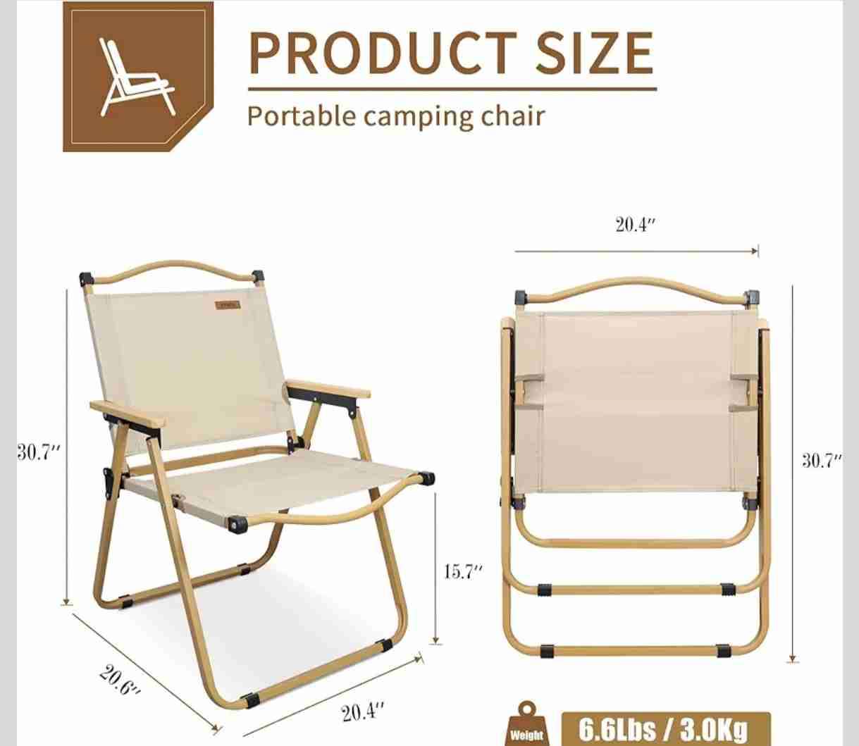 Silla plegable de camping beige - miniatura 3