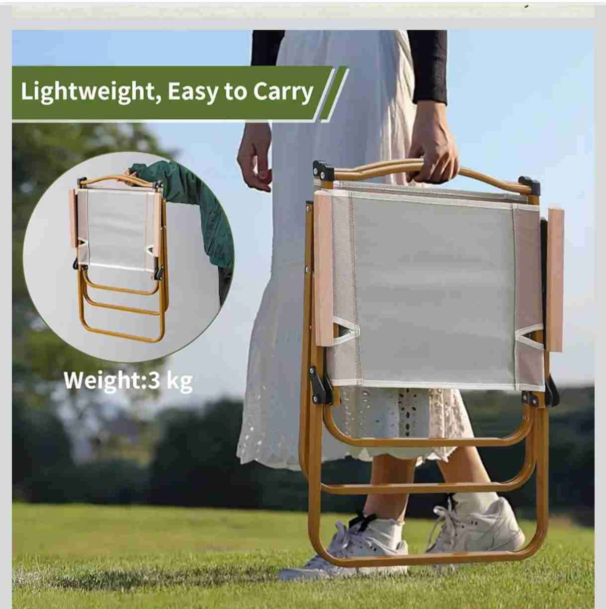 Silla plegable de camping beige - miniatura 4