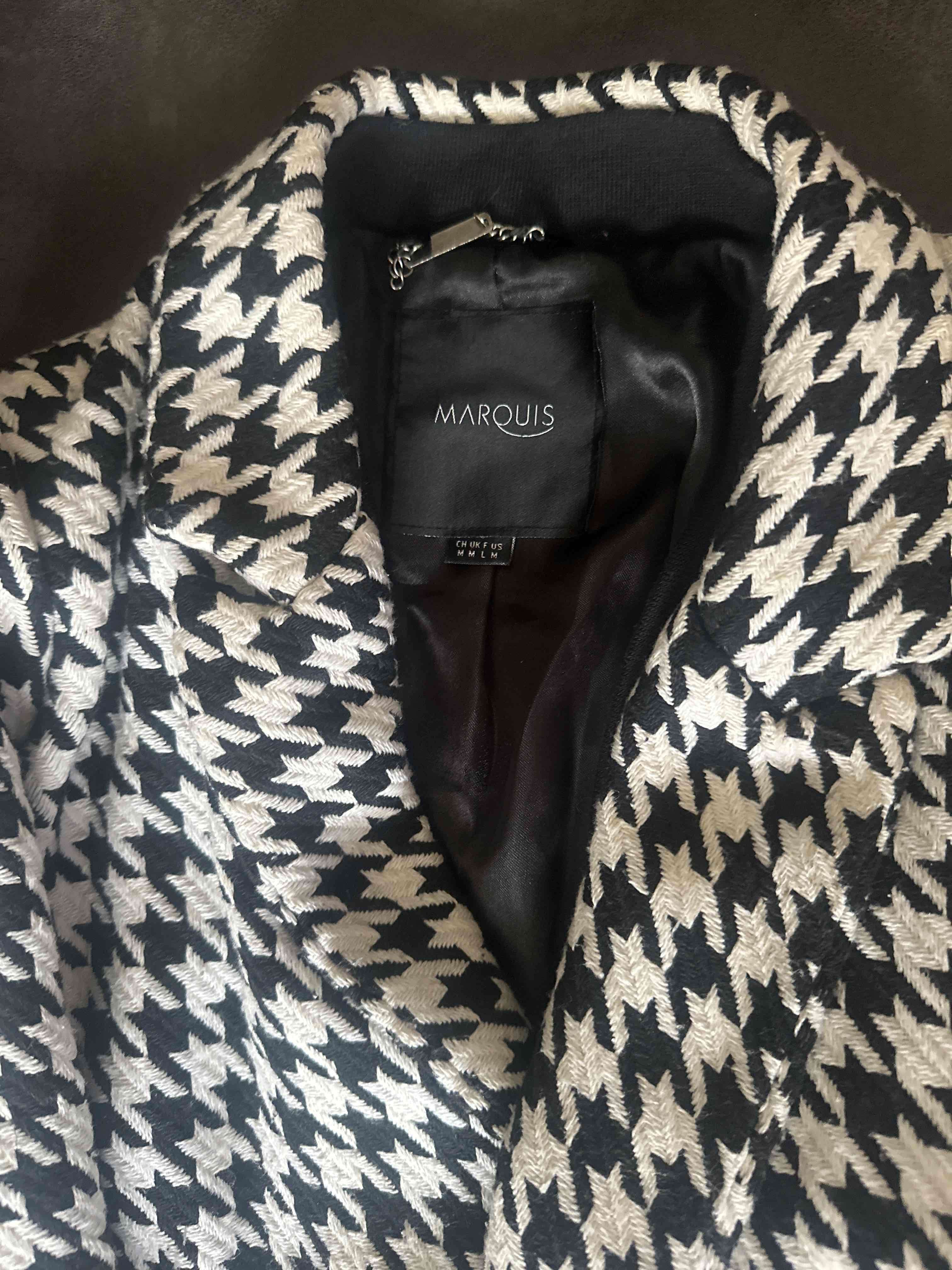 Abrigo de pata de gallo blanco y negro - miniatura 2