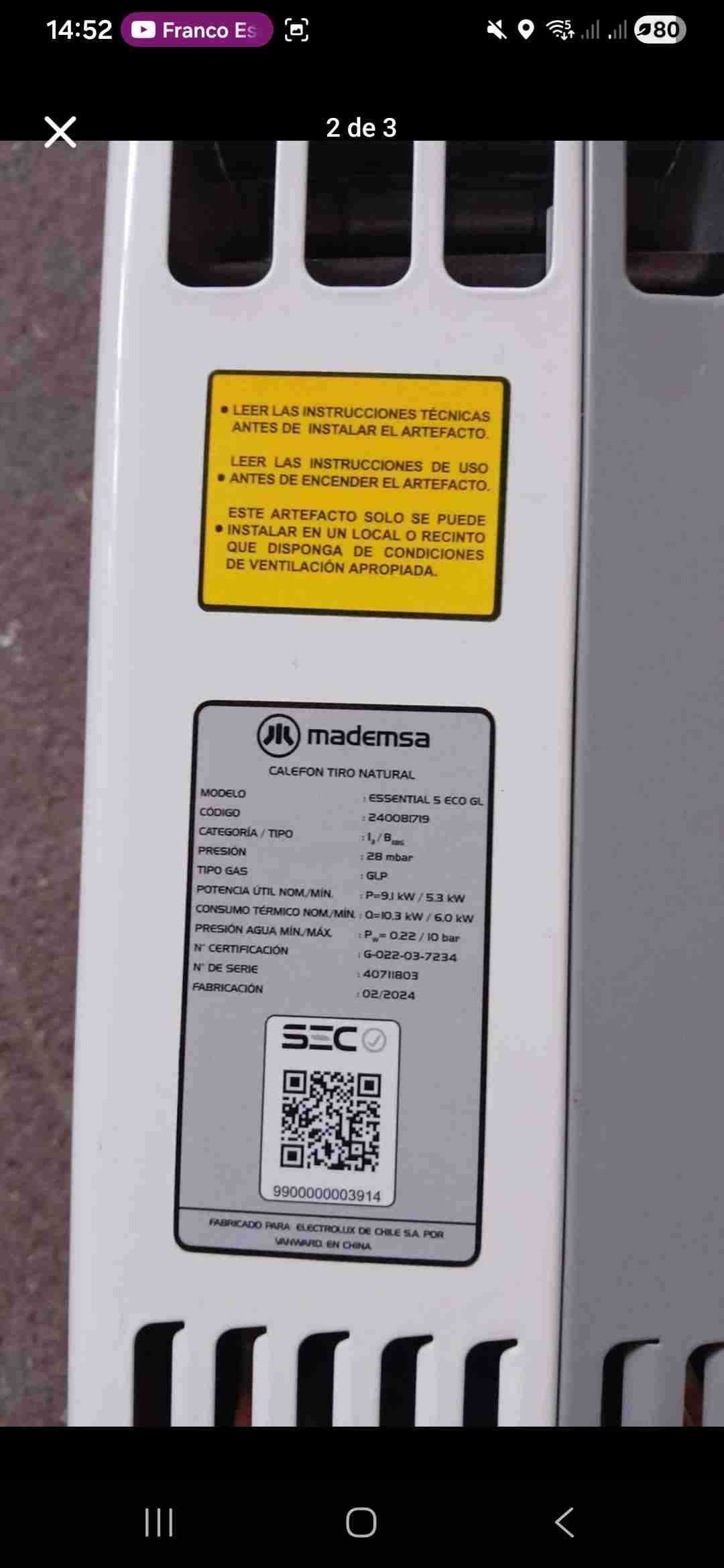 Calefón Mademsa Essential 5 - miniatura 2