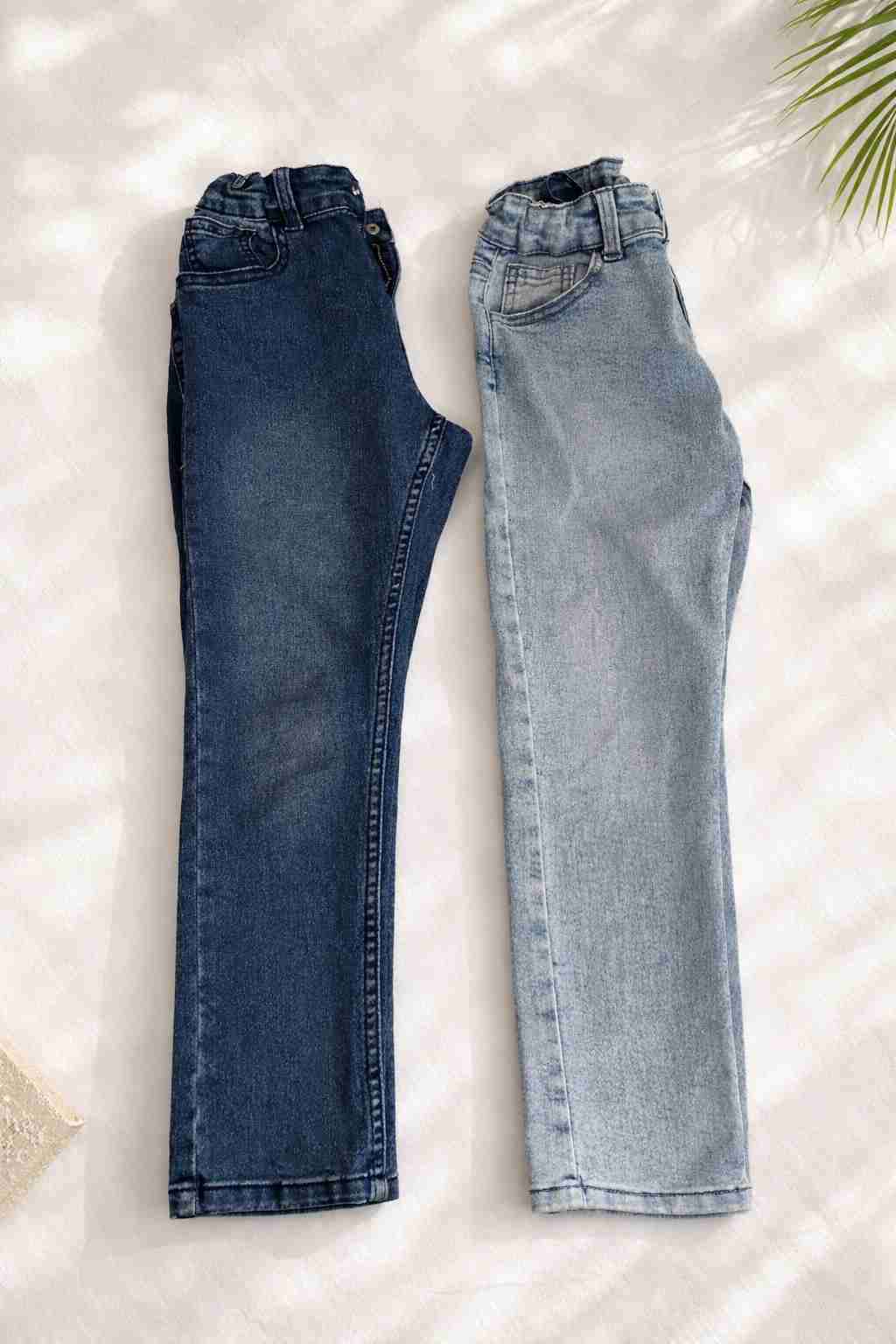 2 Jeans de mezclilla azul y gris niña - miniatura 1