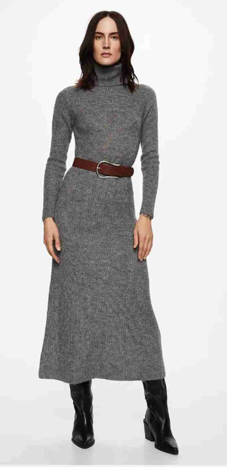 Vestido de punto gris. Zara. - miniatura 1