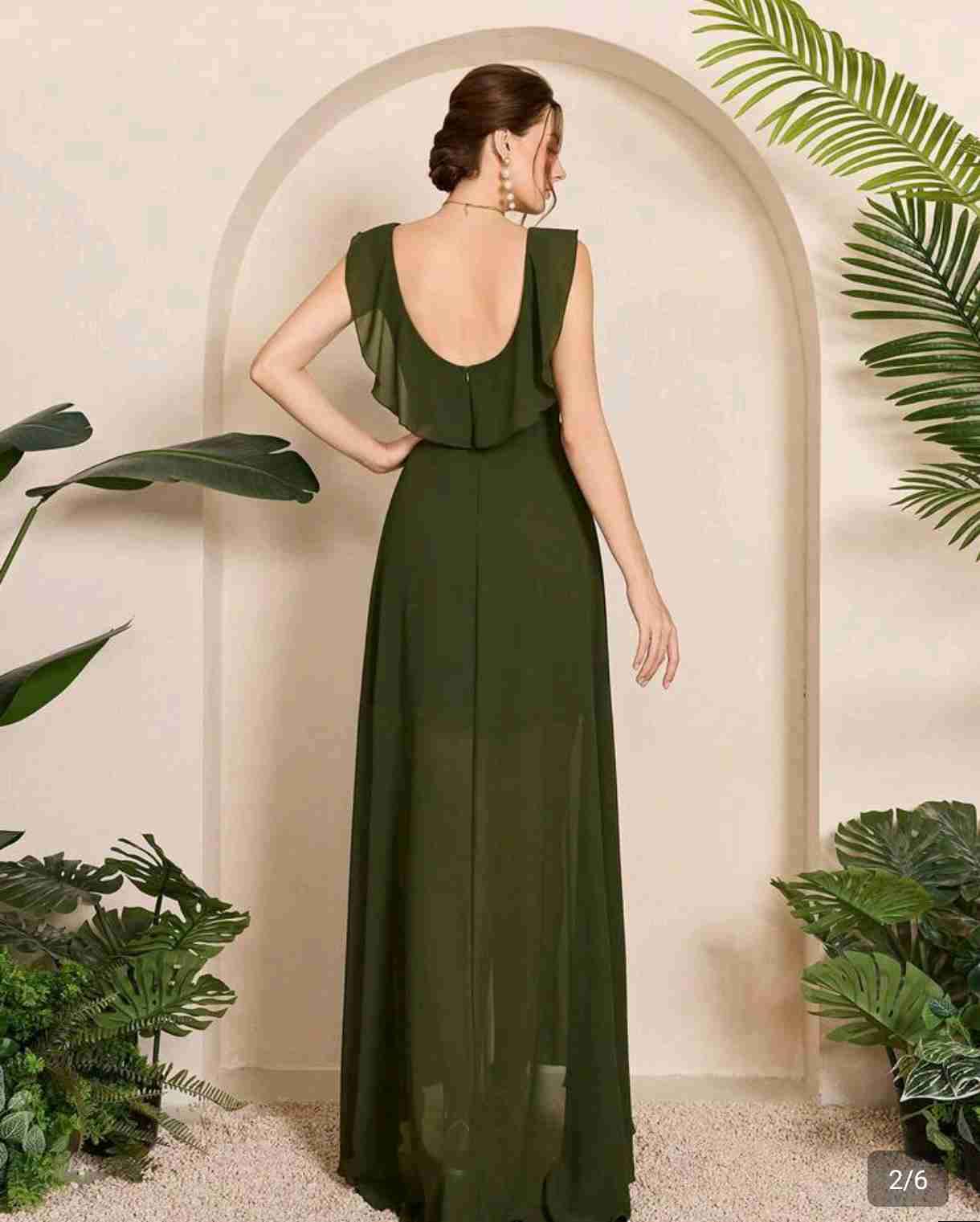 Vestido largo verde elegante - miniatura 2