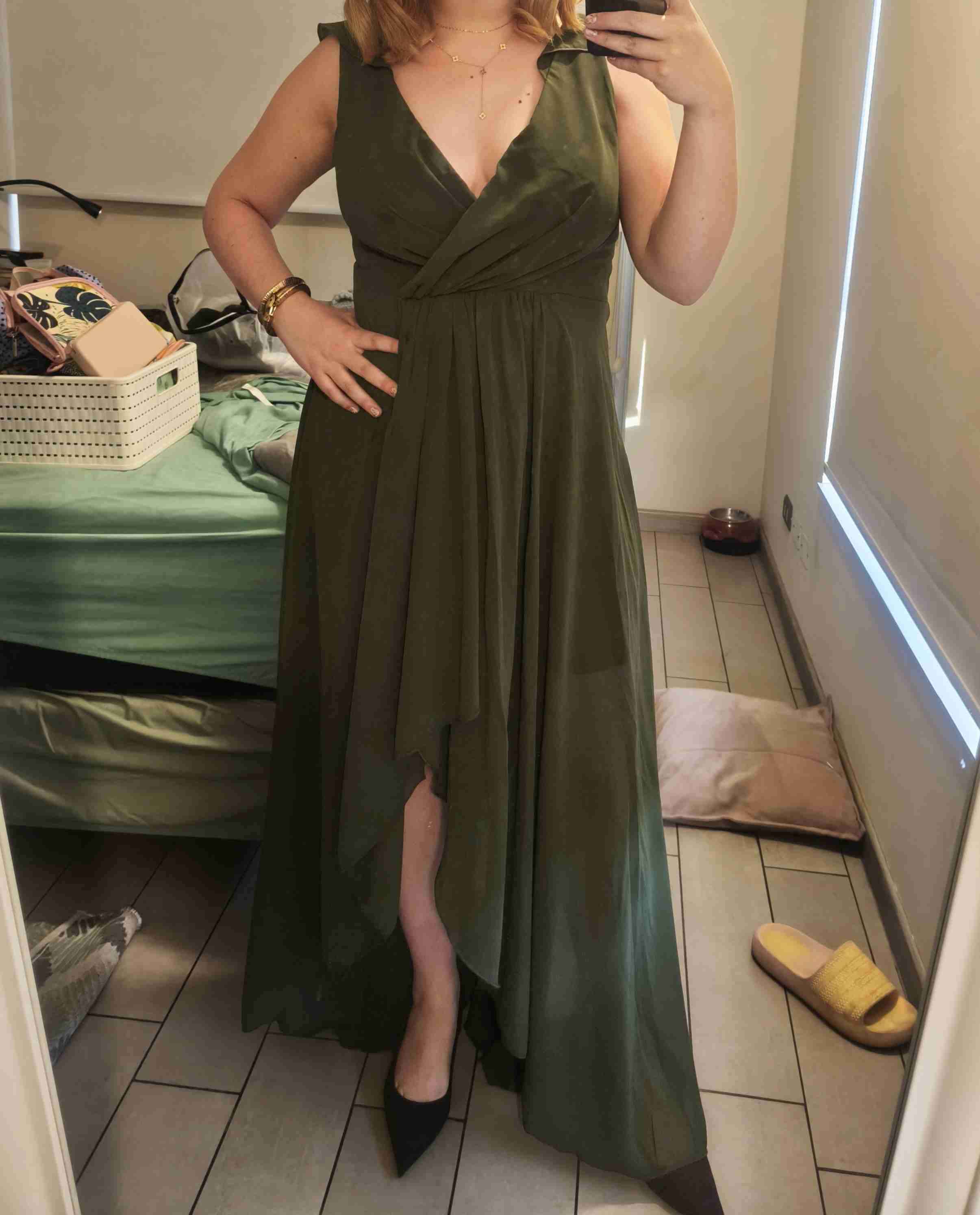 Vestido largo verde elegante - miniatura 3