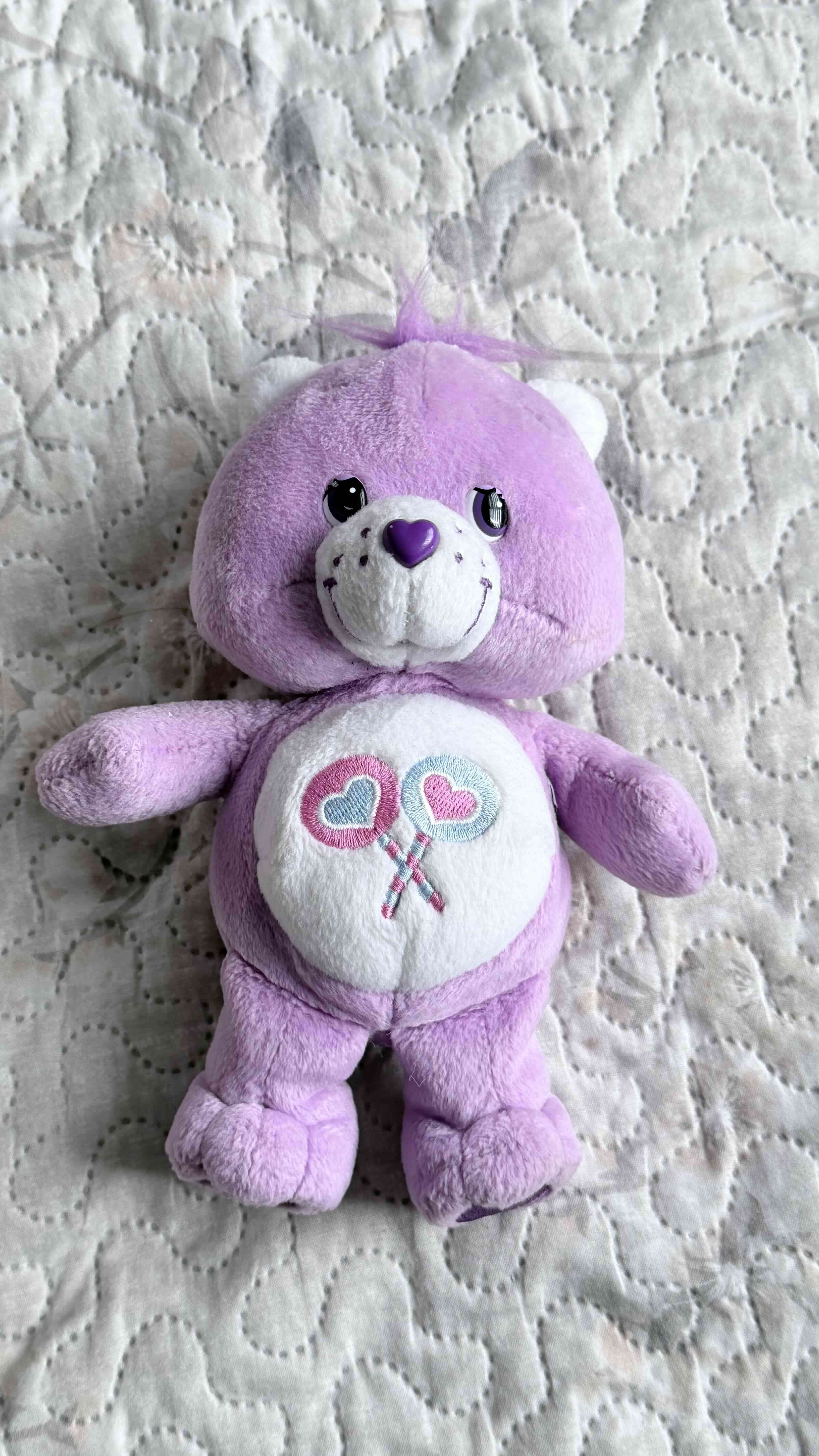 Peluche morado corazón bordado CARIÑOSITO