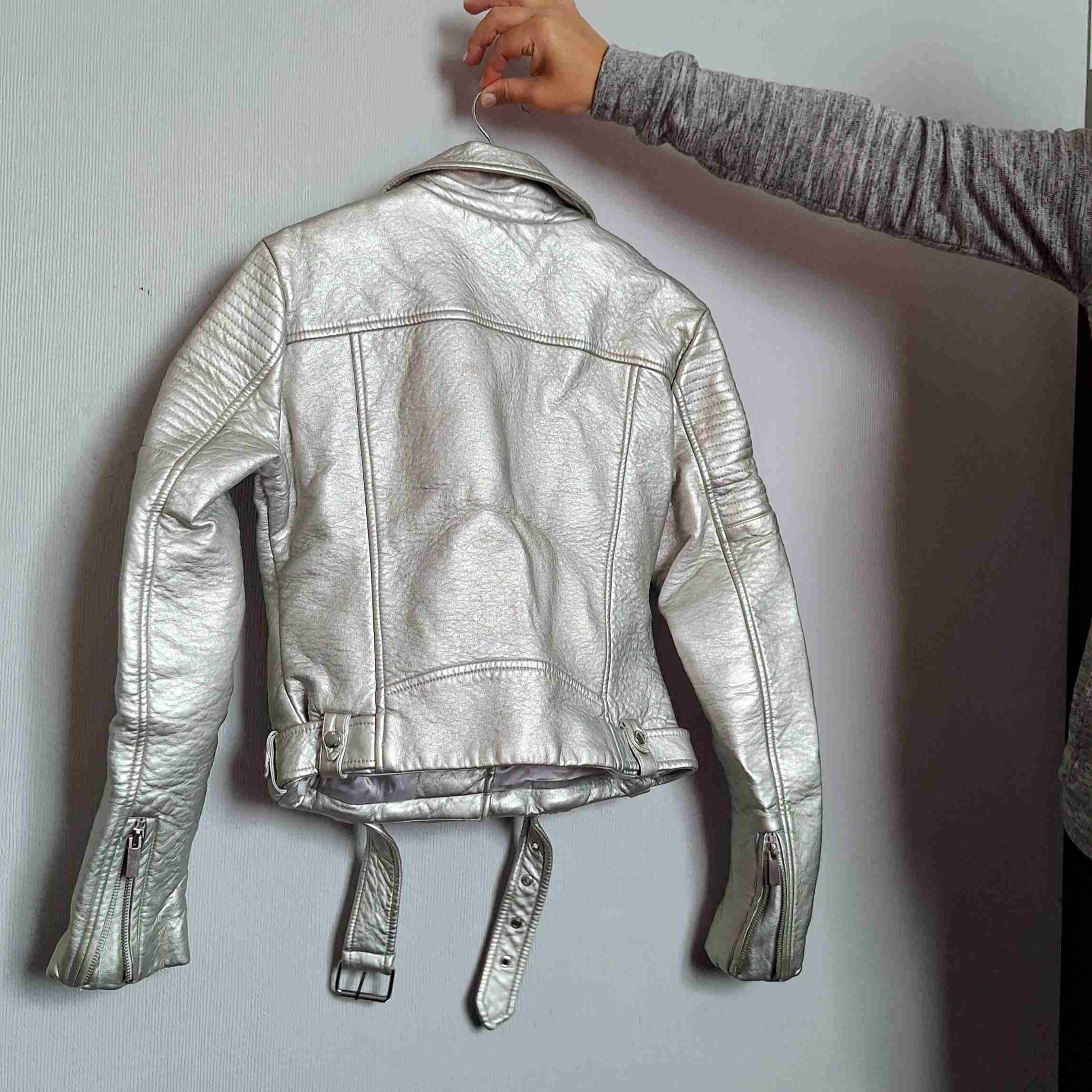 Chaqueta Americanino plateada de cuero sintético - miniatura 2