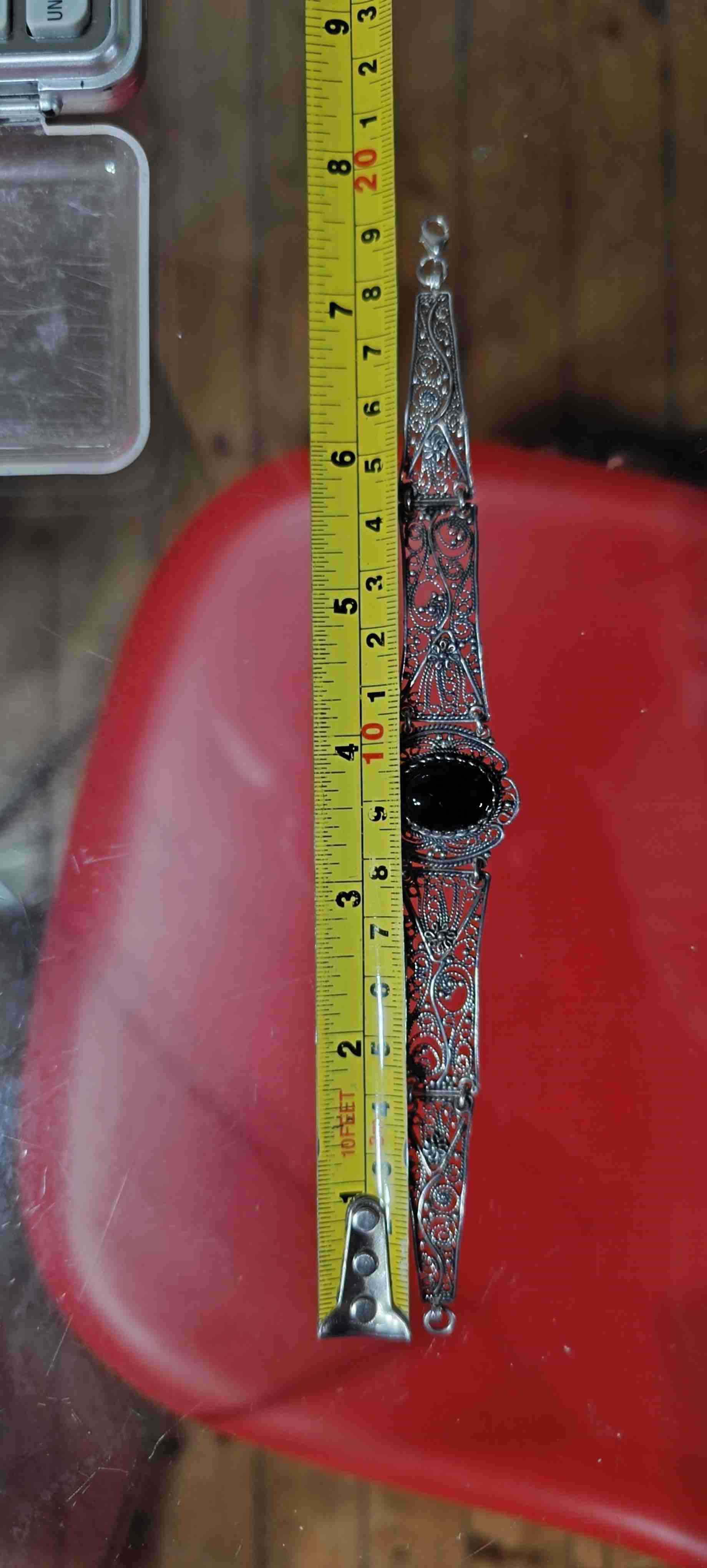 Pulsera vintage plateada con piedra - miniatura 3