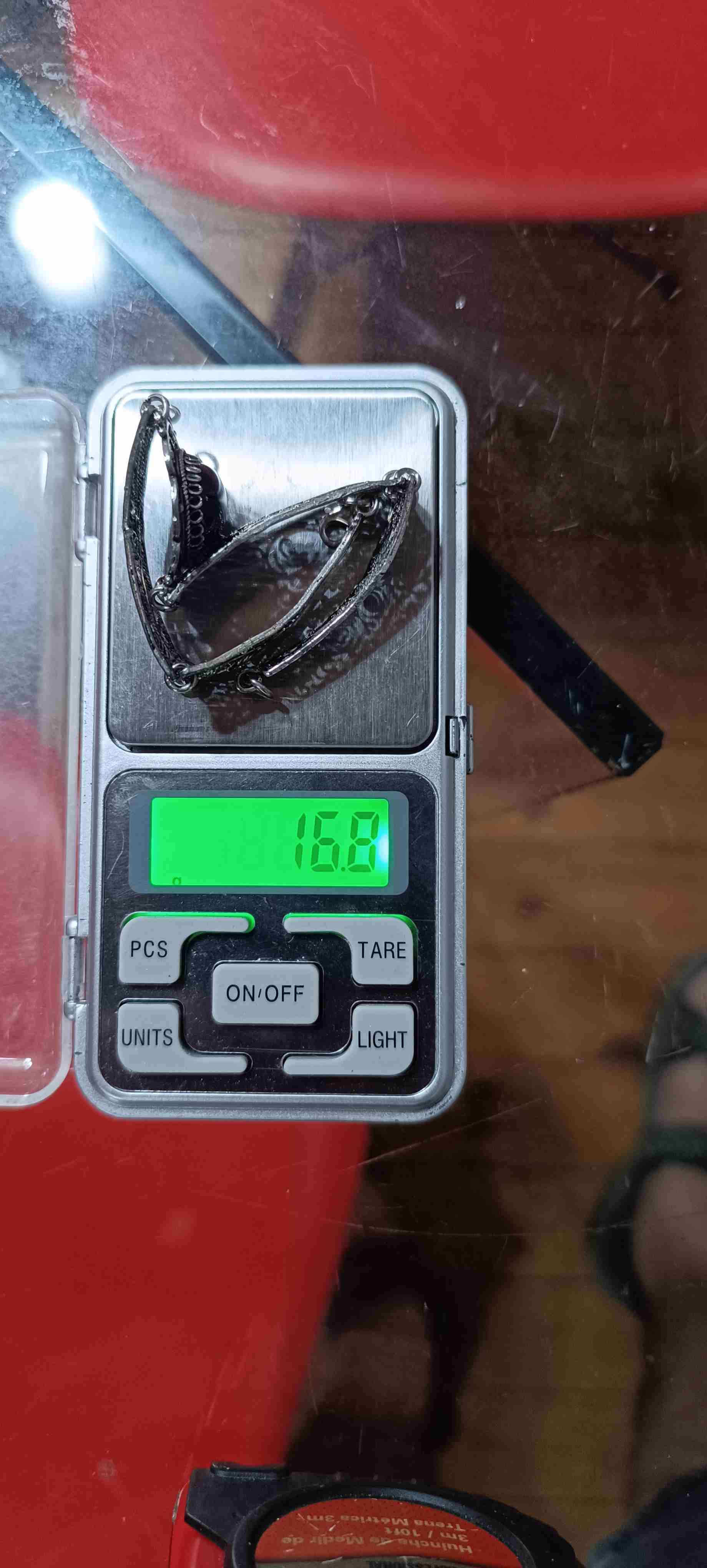 Pulsera vintage plateada con piedra - miniatura 4