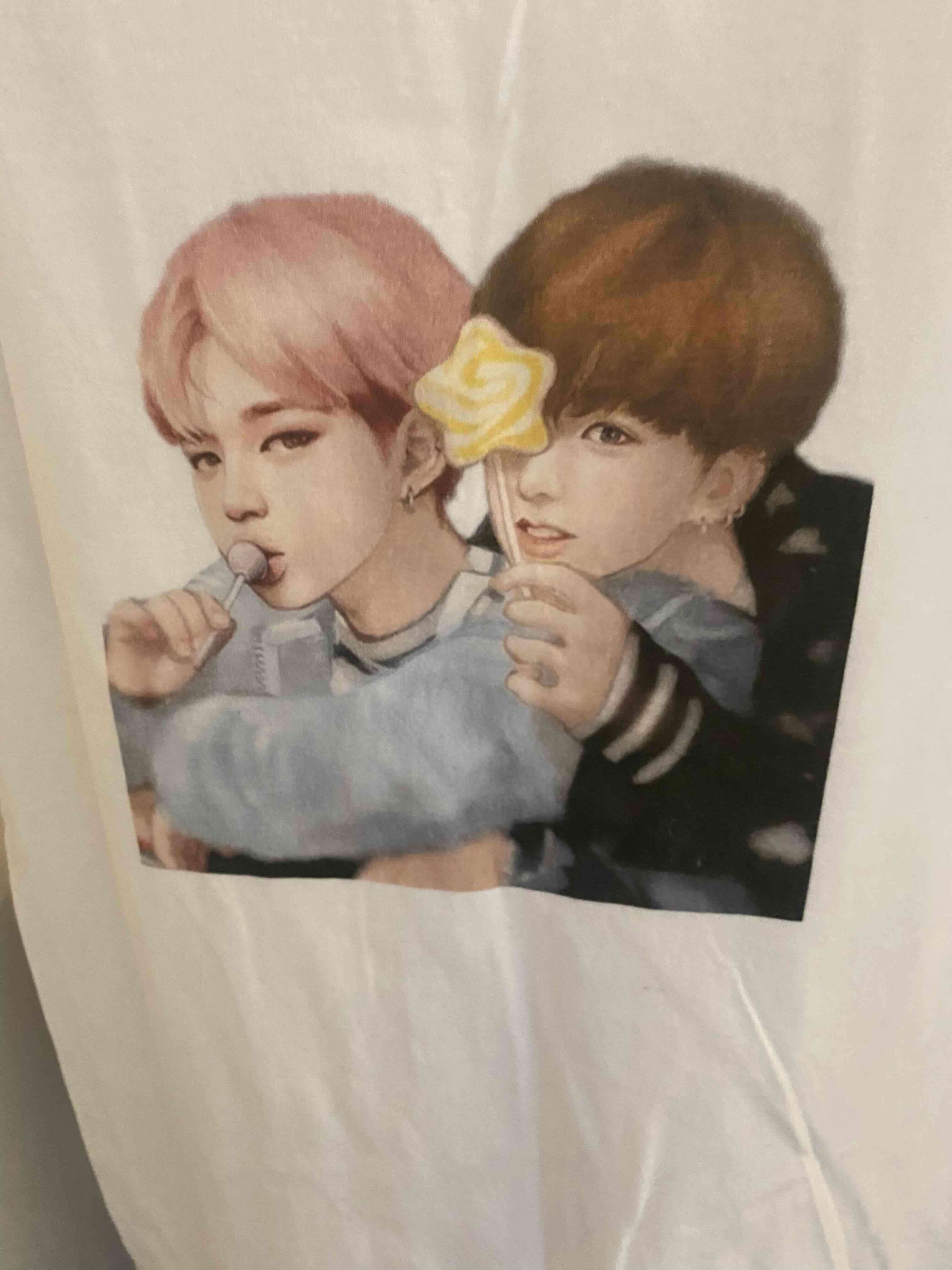 Camiseta Blanca Jimin y Jungkook BTS Kpop Talla S - miniatura 3