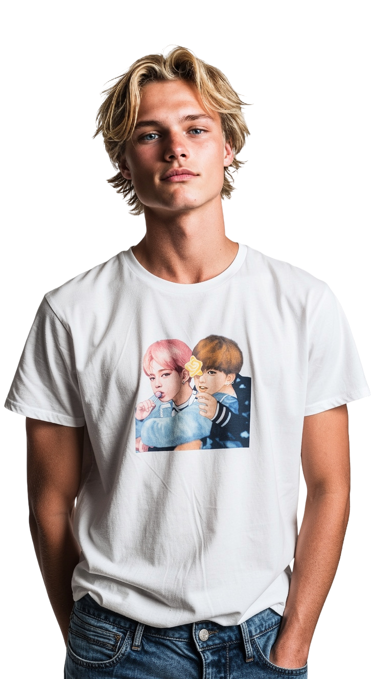 Camiseta Blanca Jimin y Jungkook BTS Kpop Talla S - miniatura 5