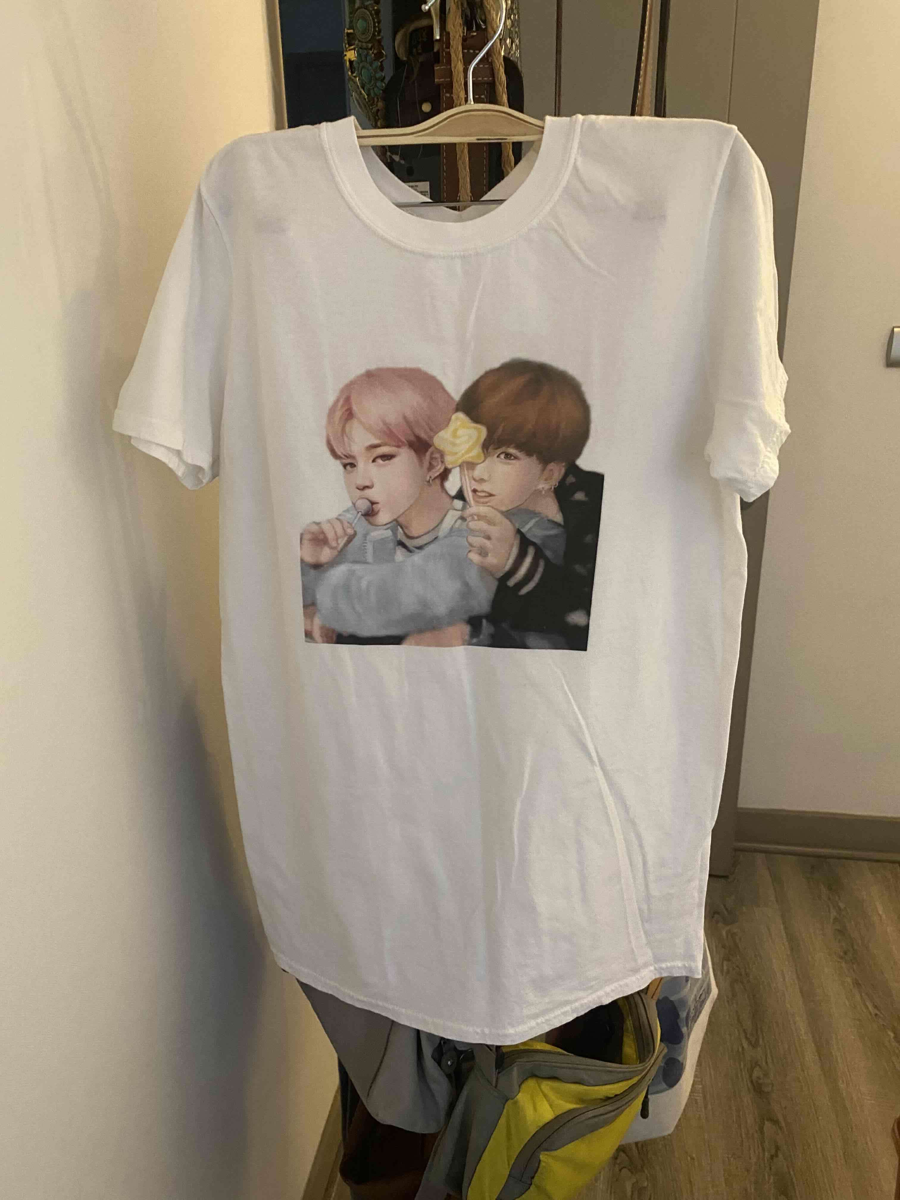 Camiseta Blanca Jimin y Jungkook BTS Kpop Talla S - miniatura 6