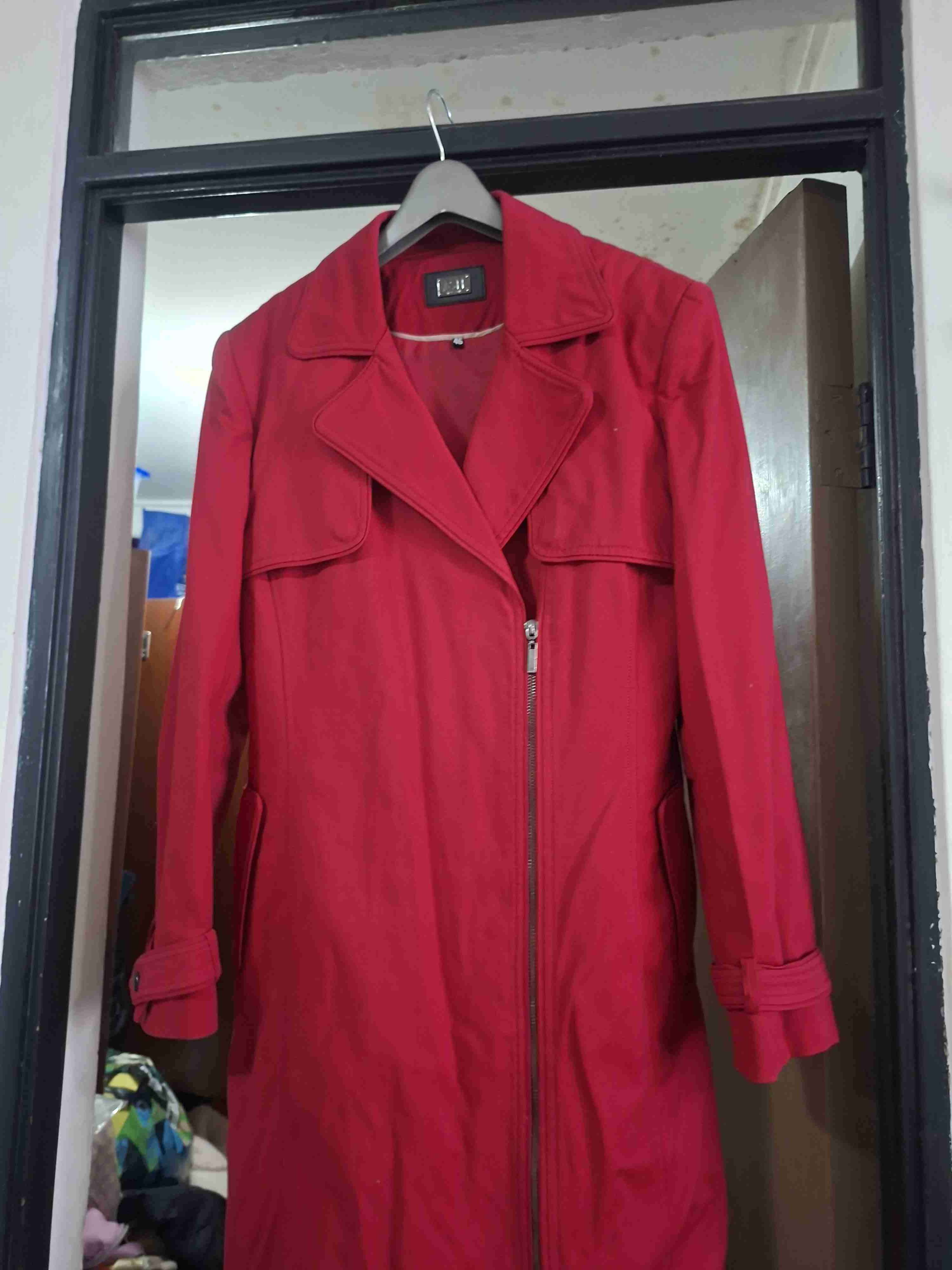 Abrigo largo rojo con cierre - miniatura 1