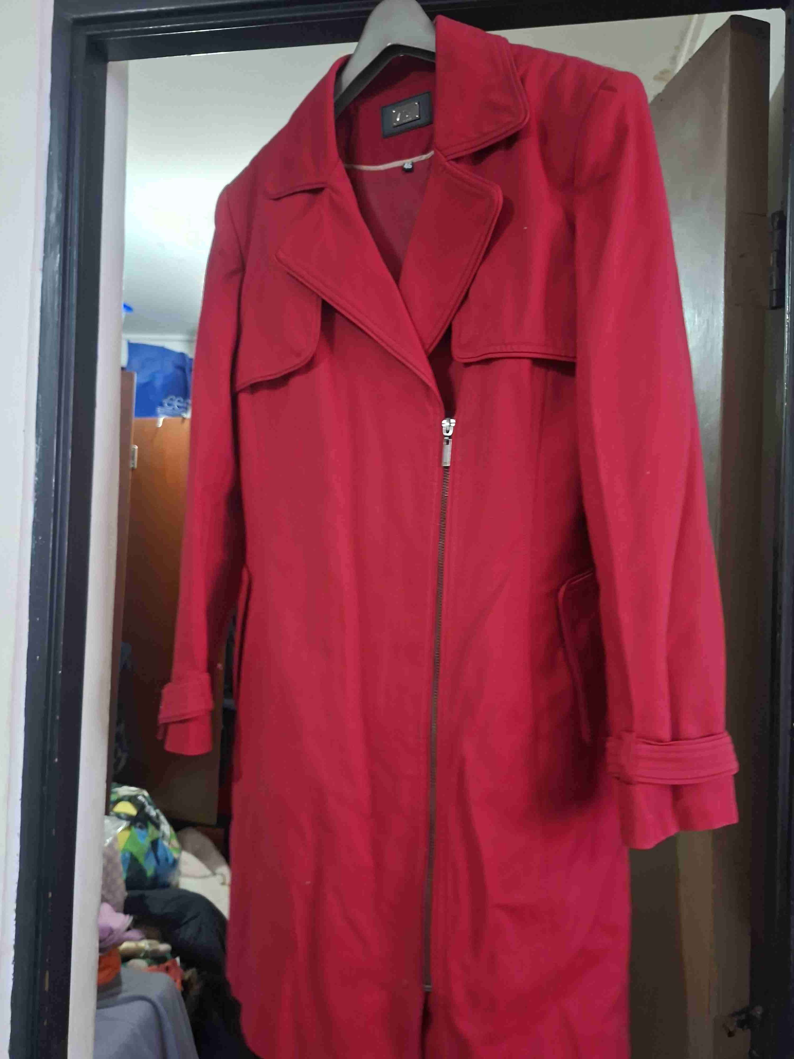 Abrigo largo rojo con cierre - miniatura 2