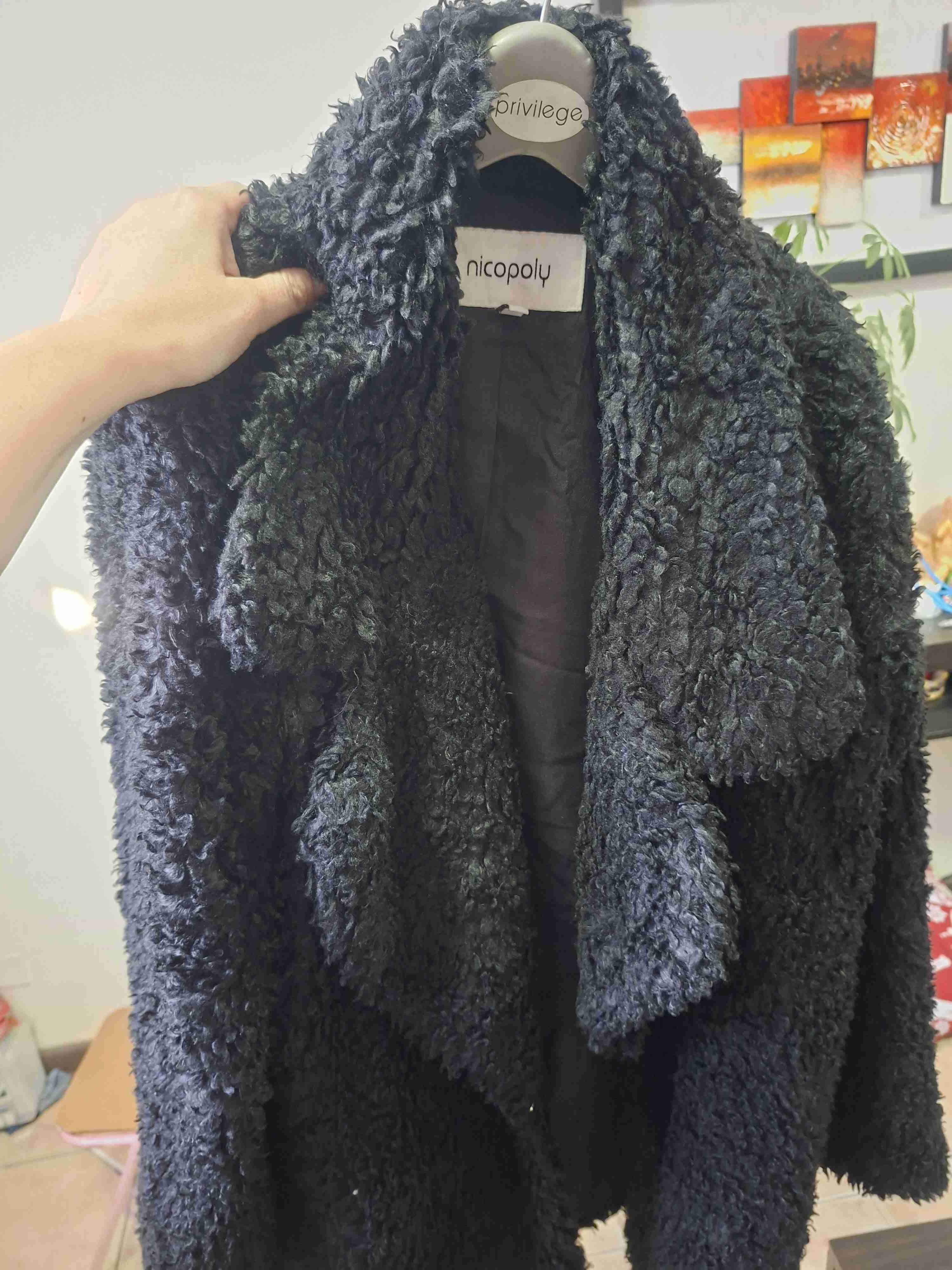 Abrigo peludo negro Nicopoly - miniatura 2