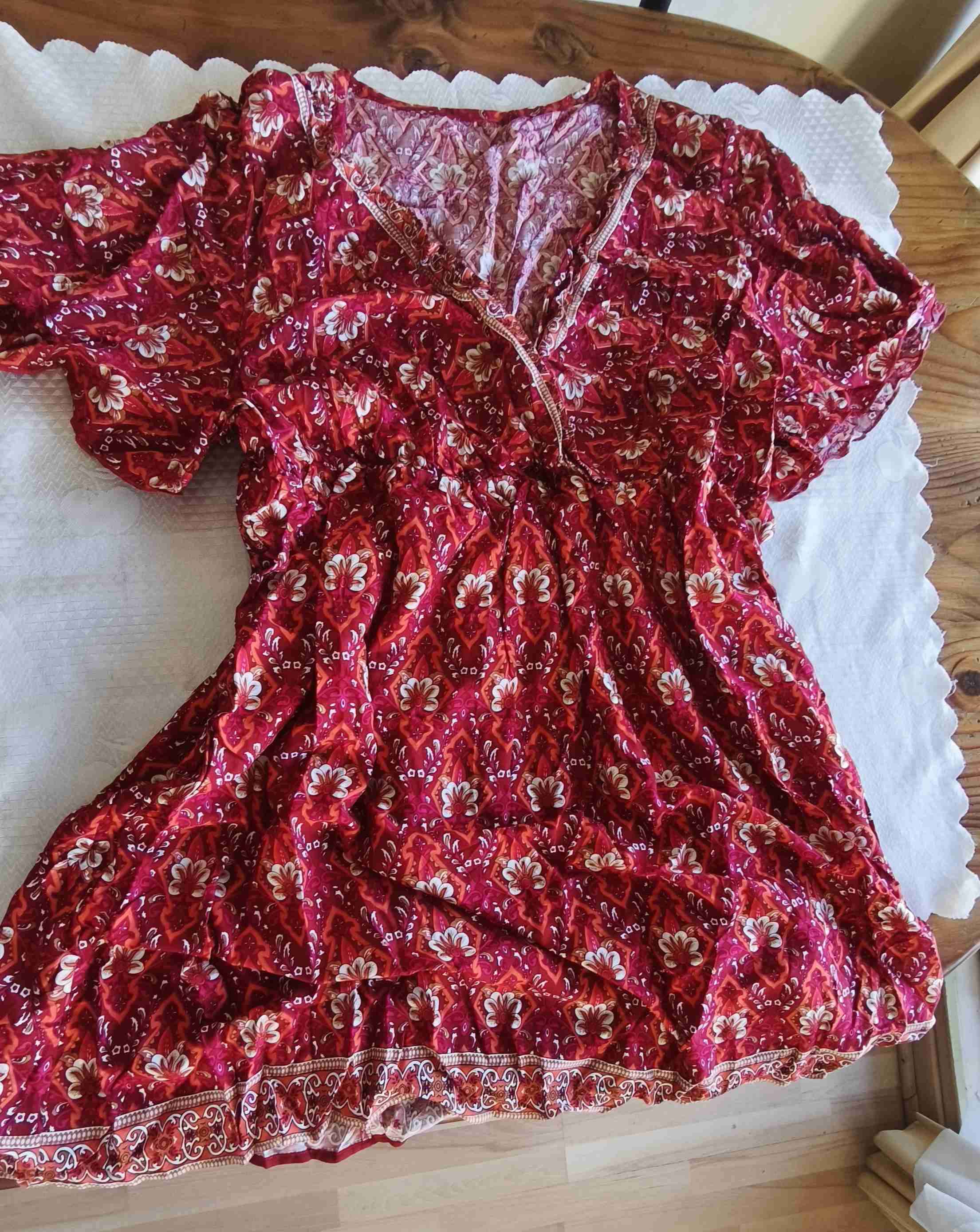 Vestido corto rojo estampado - miniatura 3