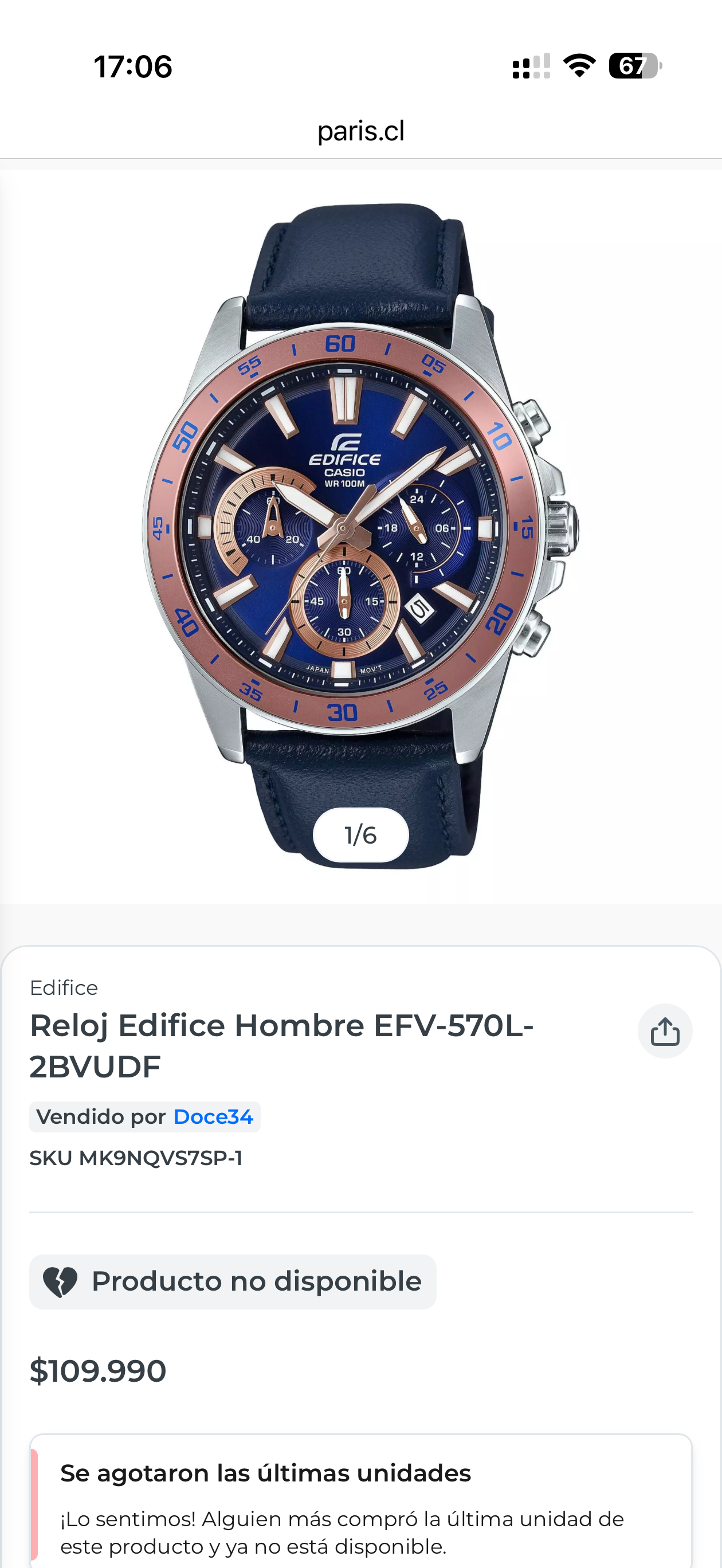 Reloj Edifice Hombre EFV-570L-2BVUDF - miniatura 5