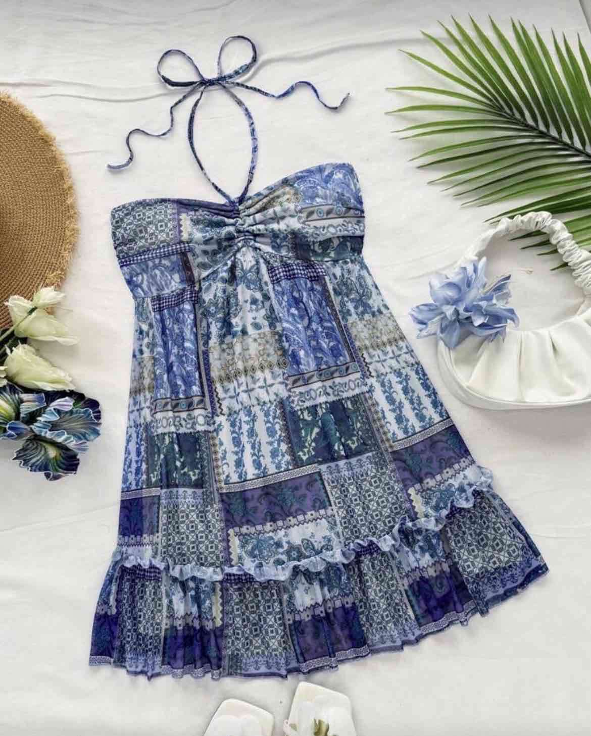 Vestido verano estampado azul - miniatura 5