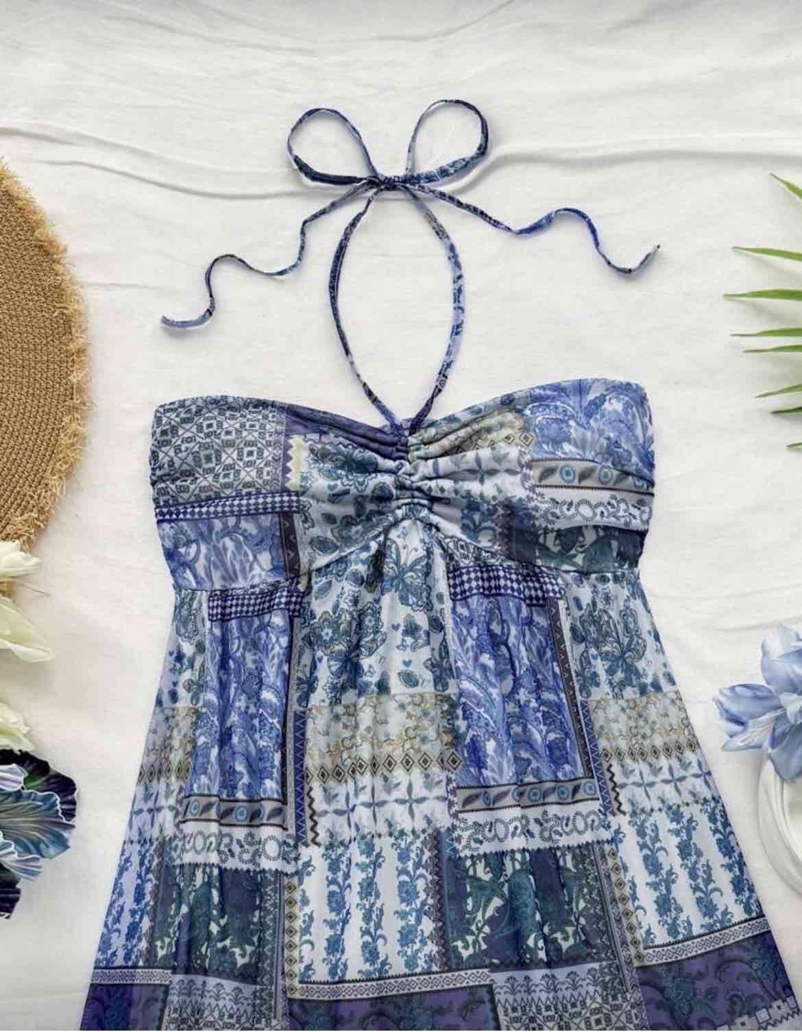 Vestido verano estampado azul - miniatura 6