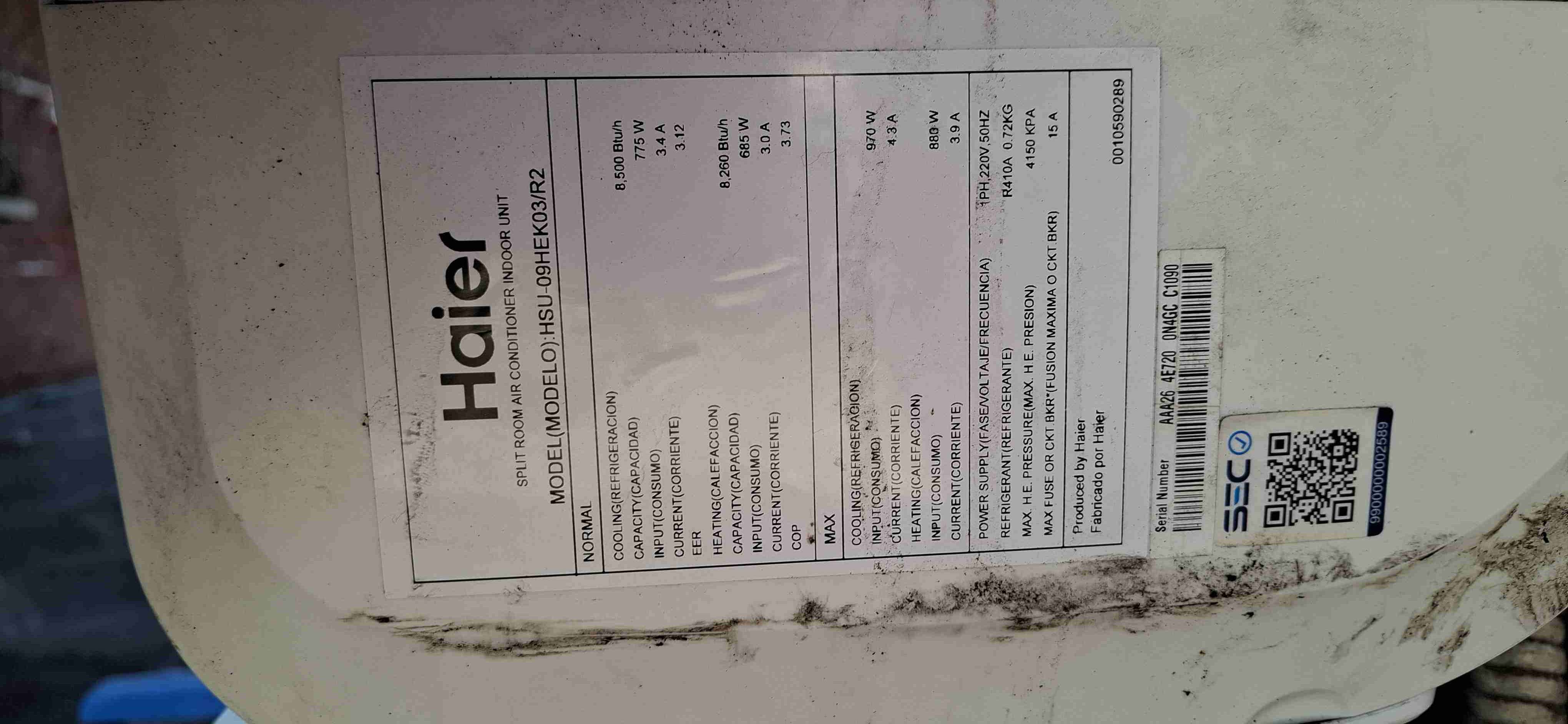Aire acondicionado Haier 9000 btu - miniatura 1