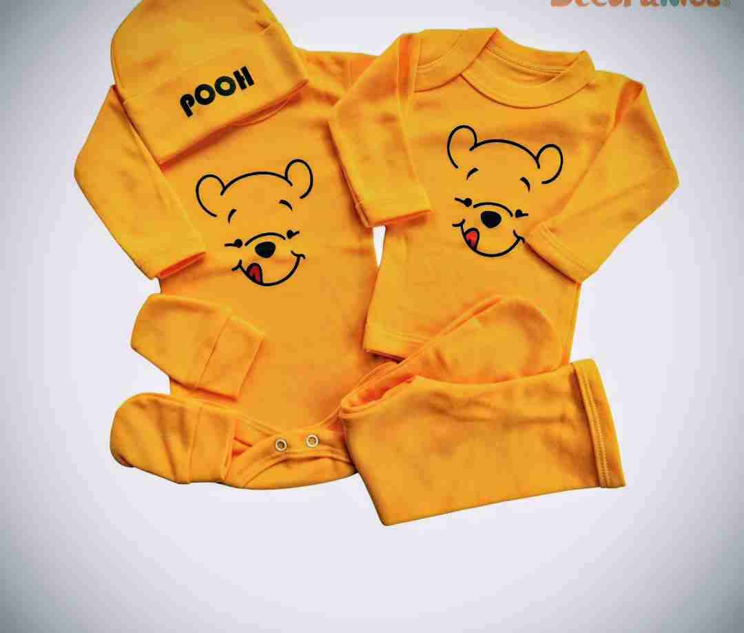 Conjunto bebé de algodón,amarillo con estampado