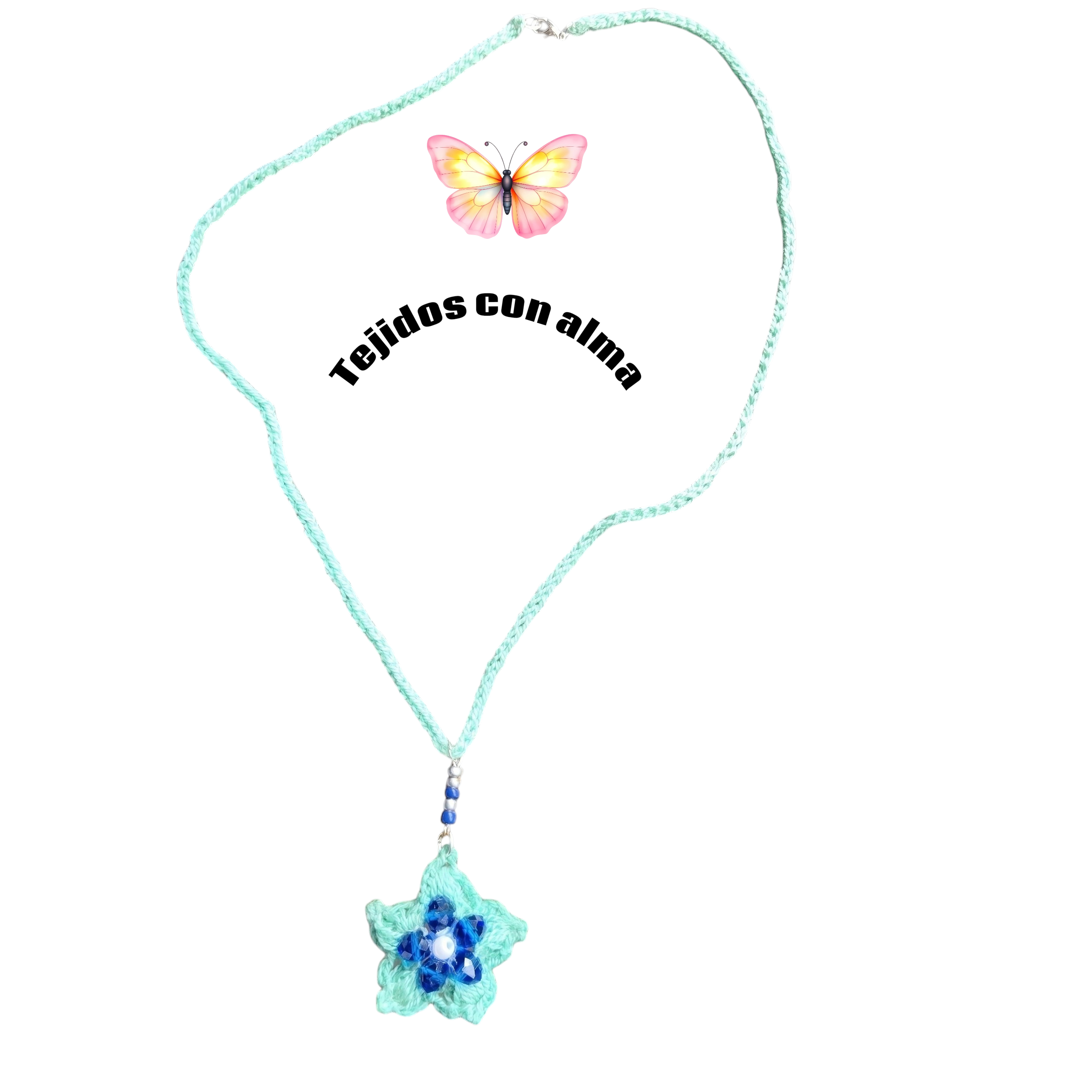 Collar tejido flor verde - miniatura 1