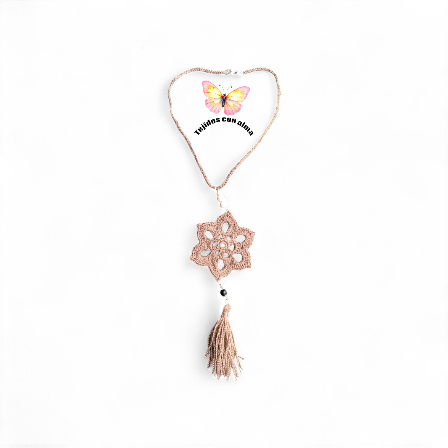 Collar tejido artesanal con colgante - miniatura 1