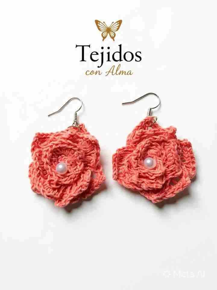 Aros tejidos con perlas verdes - miniatura 4